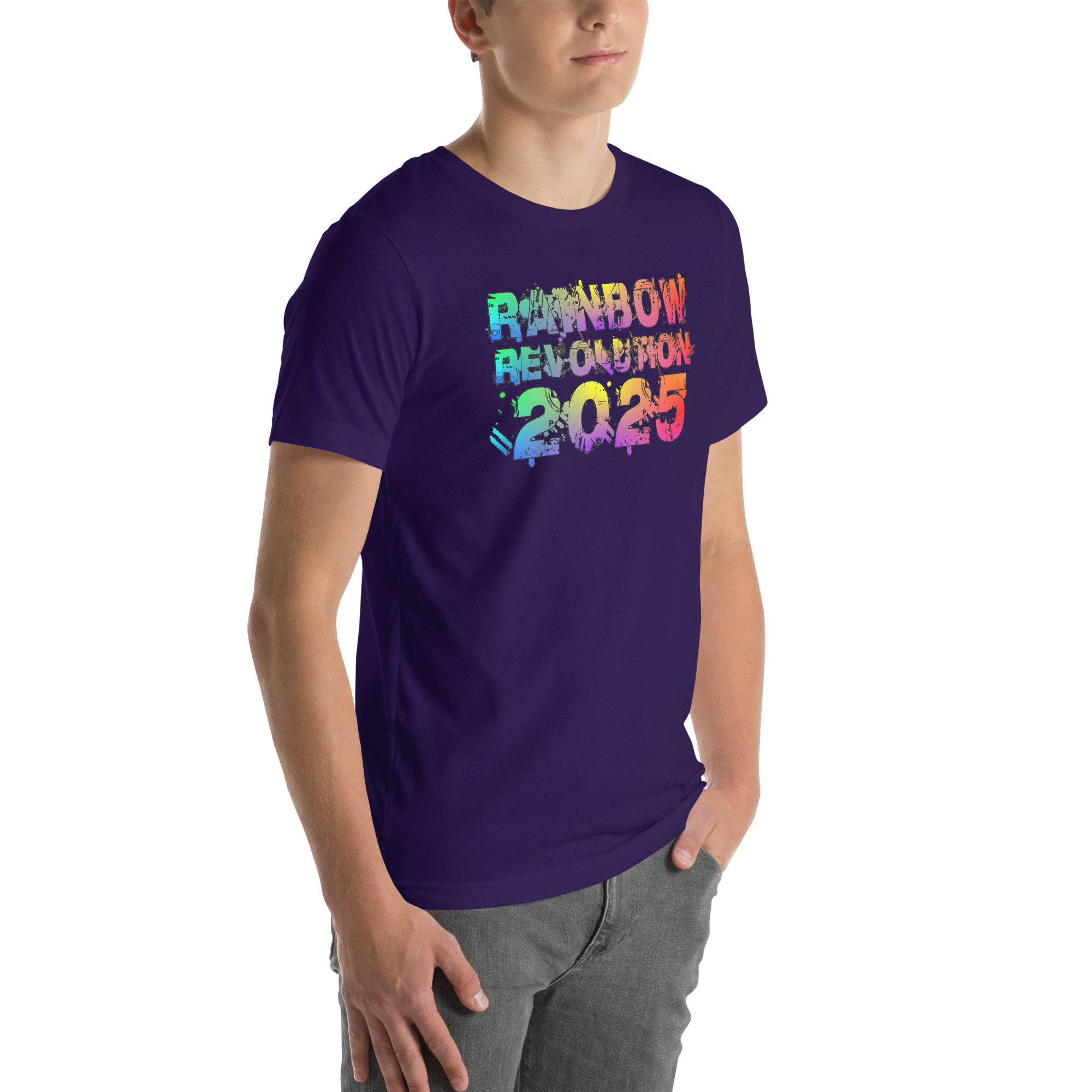 R - Rainbow Revolution 2025 Dark Style Unisex T-shirt - Image 8