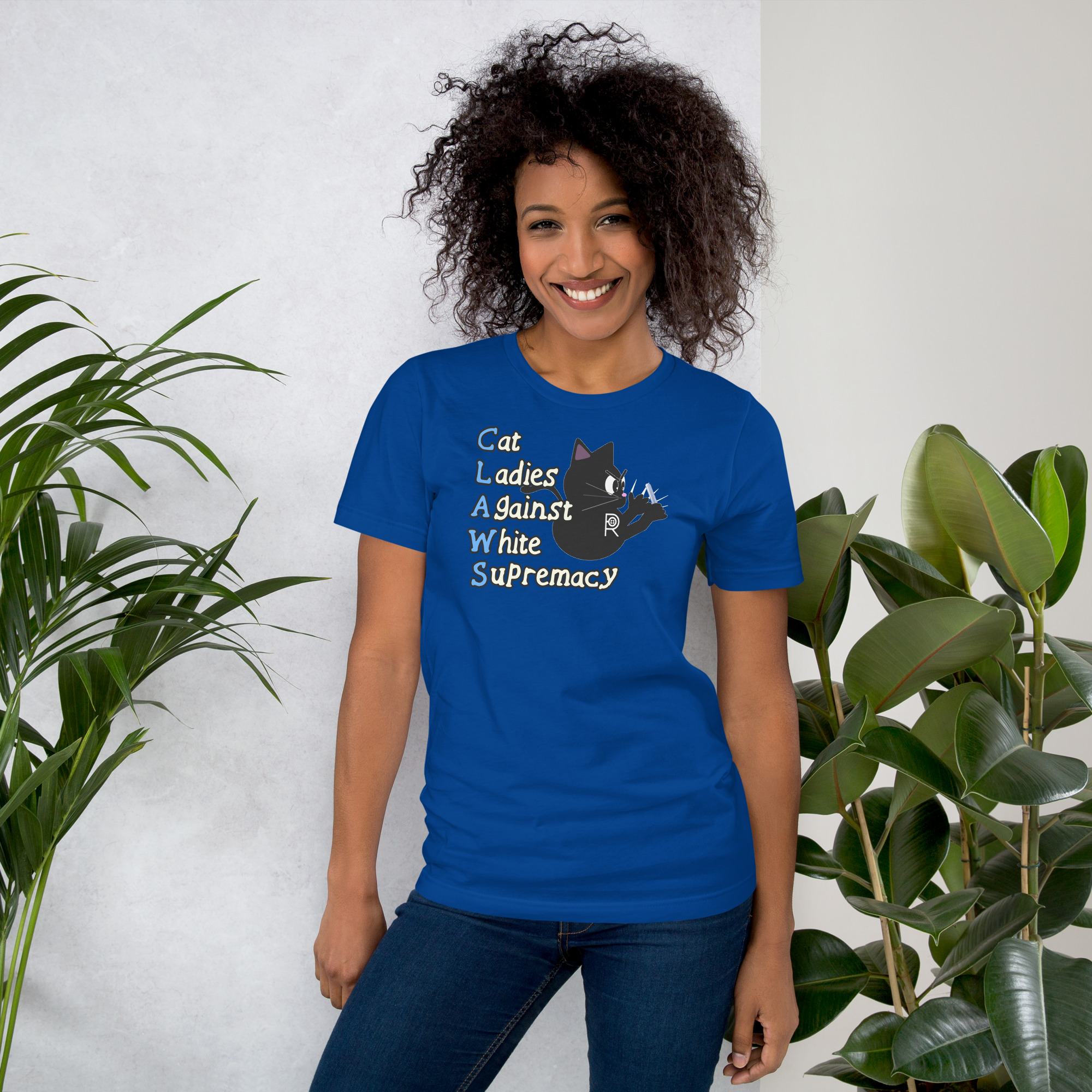R - CLAWS Cat Ladies Against White Supremacy Dark Style Unisex T-shirt - Image 21