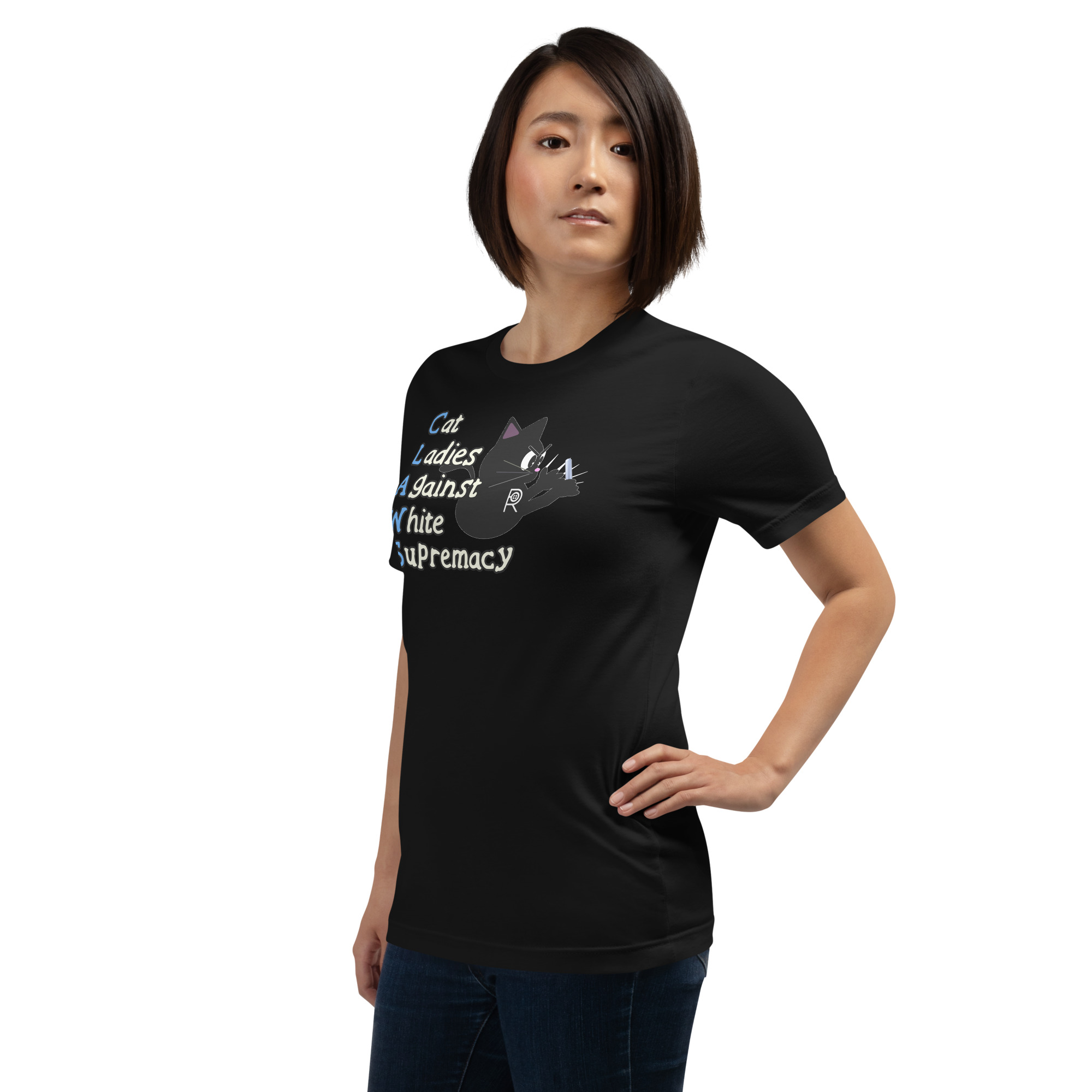 R - CLAWS Cat Ladies Against White Supremacy Dark Style Unisex T-shirt - Image 4