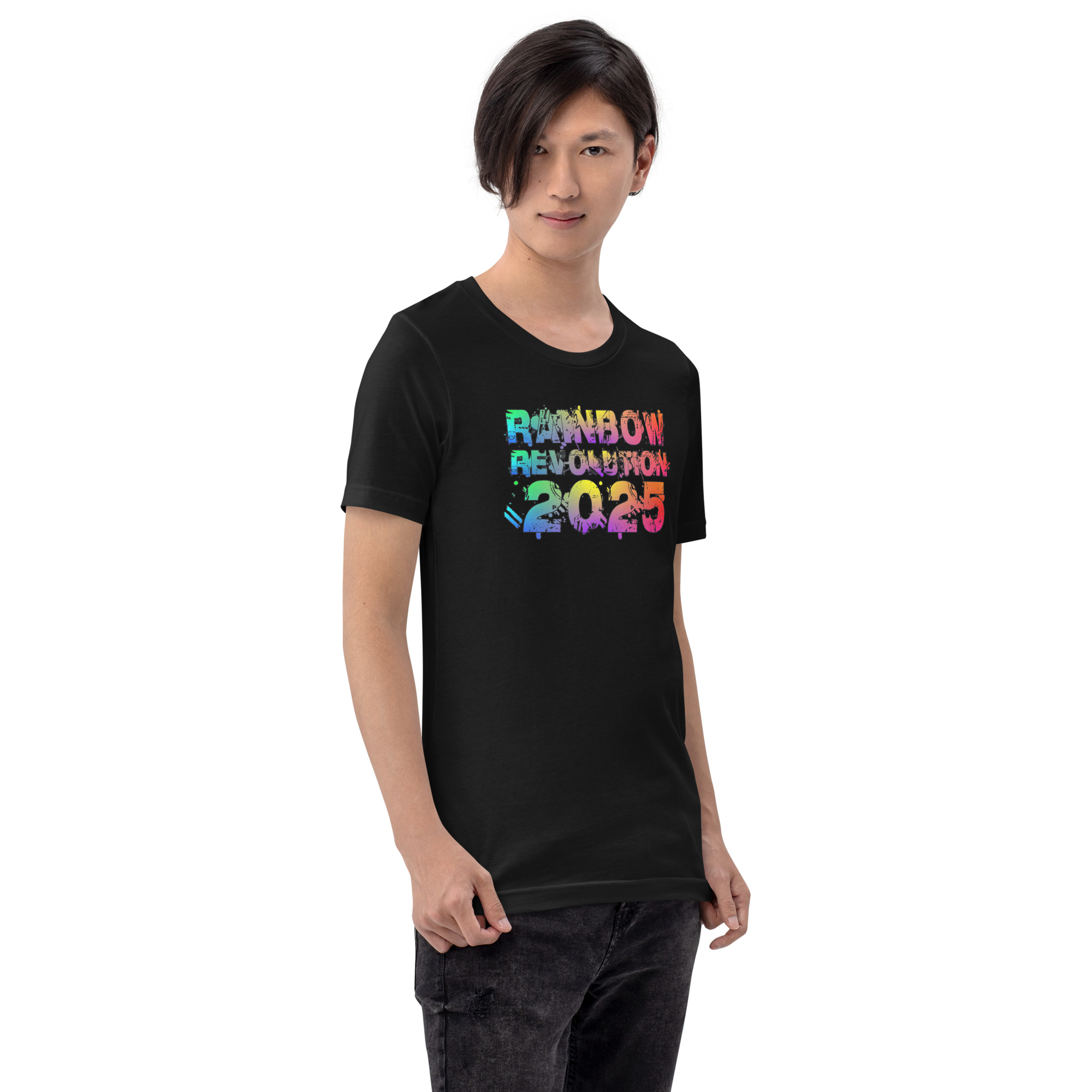 R - Rainbow Revolution 2025 Dark Style Unisex T-shirt - Image 6