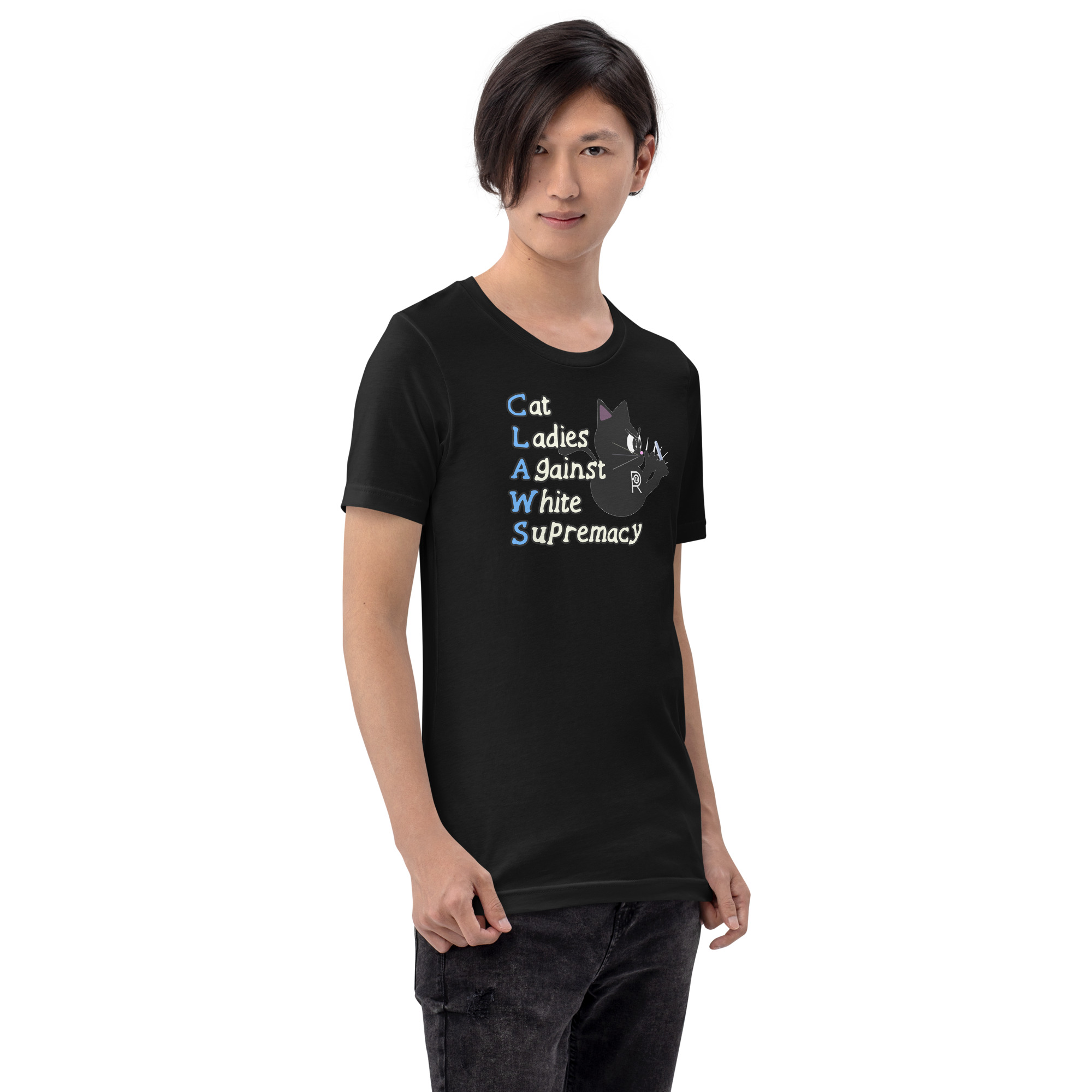 R - CLAWS Cat Ladies Against White Supremacy Dark Style Unisex T-shirt - Image 5
