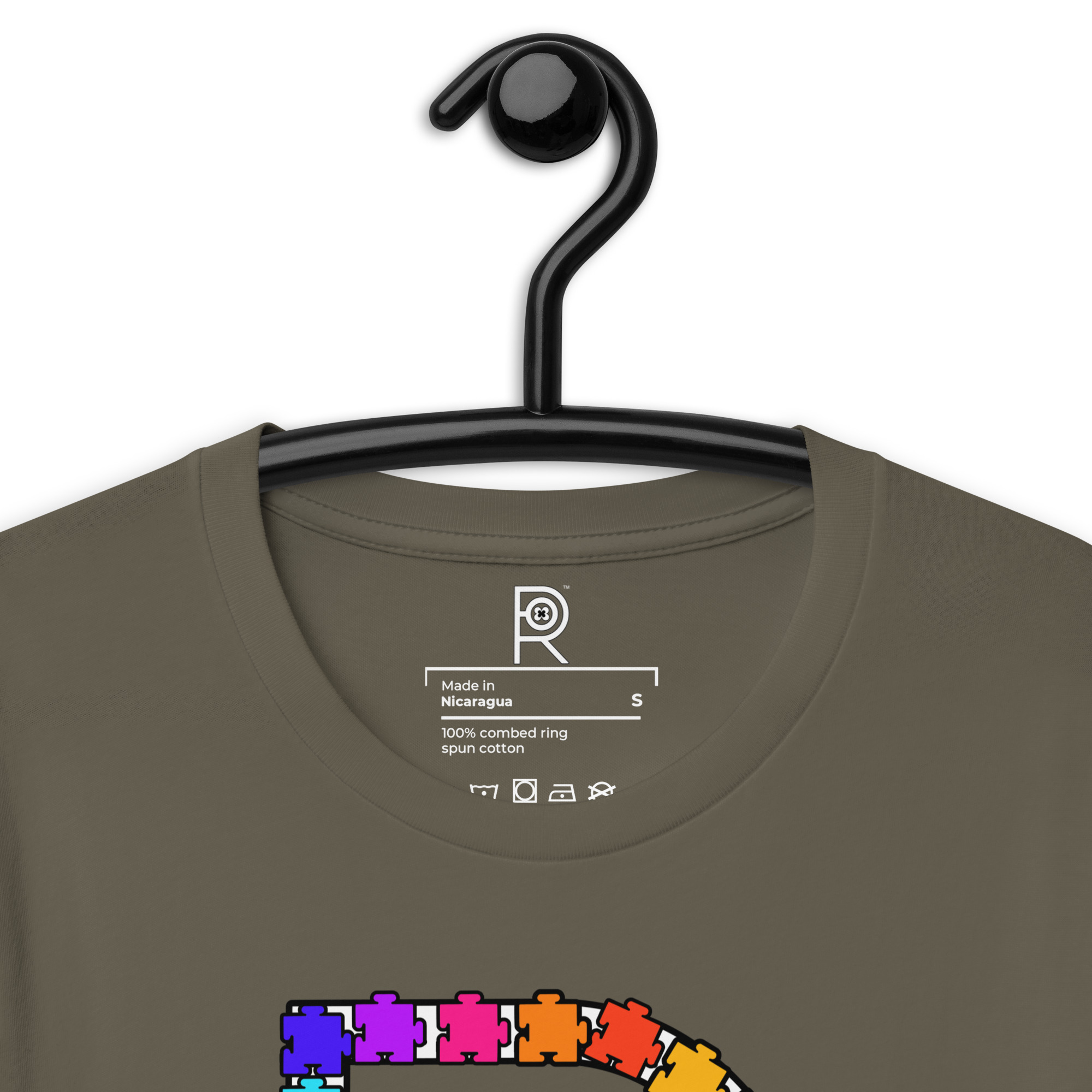 R - Autism Spectrum Puzzle Pieces Dark Style Unisex T-shirt - Image 60
