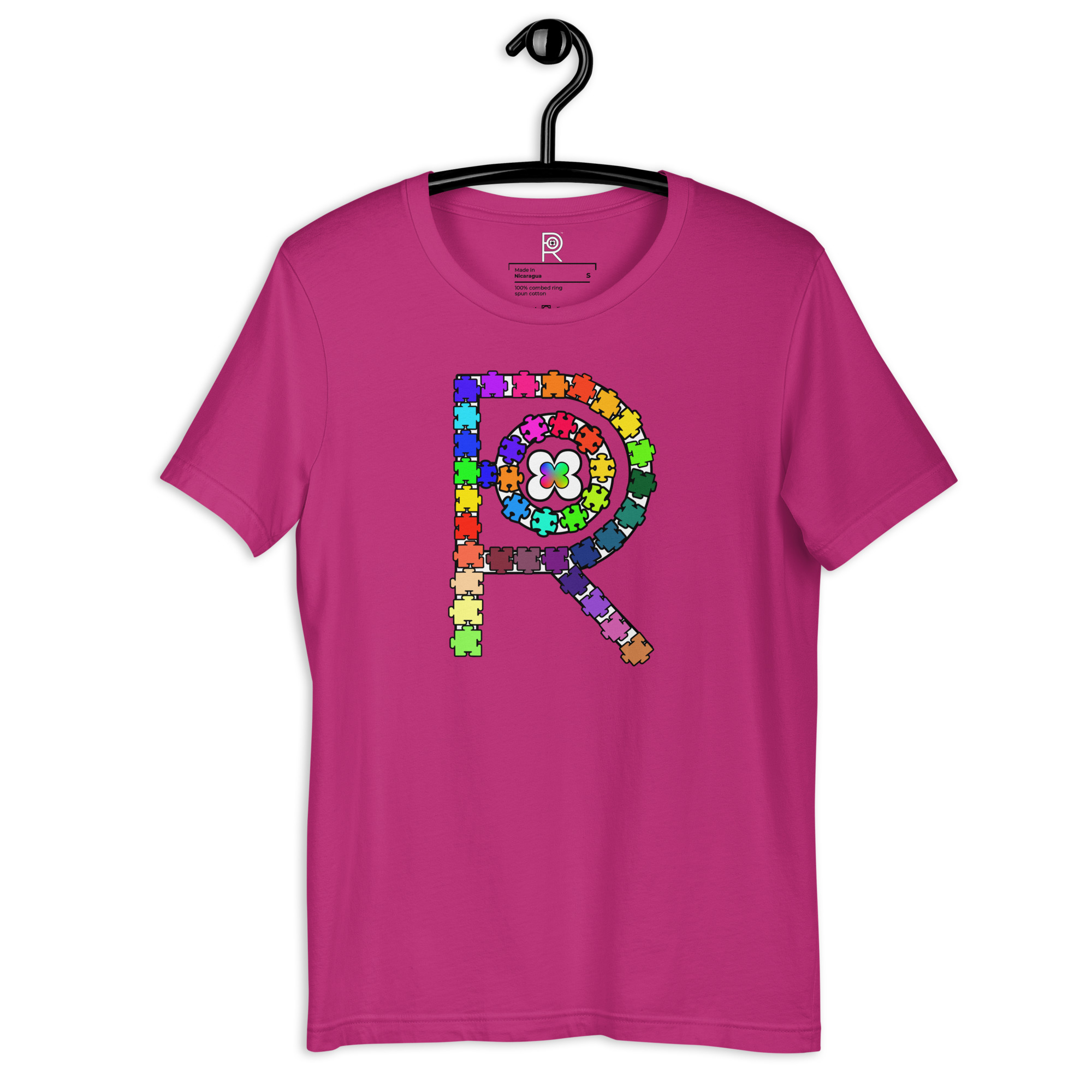 R - Autism Spectrum Puzzle Pieces Dark Style Unisex T-shirt - Image 52