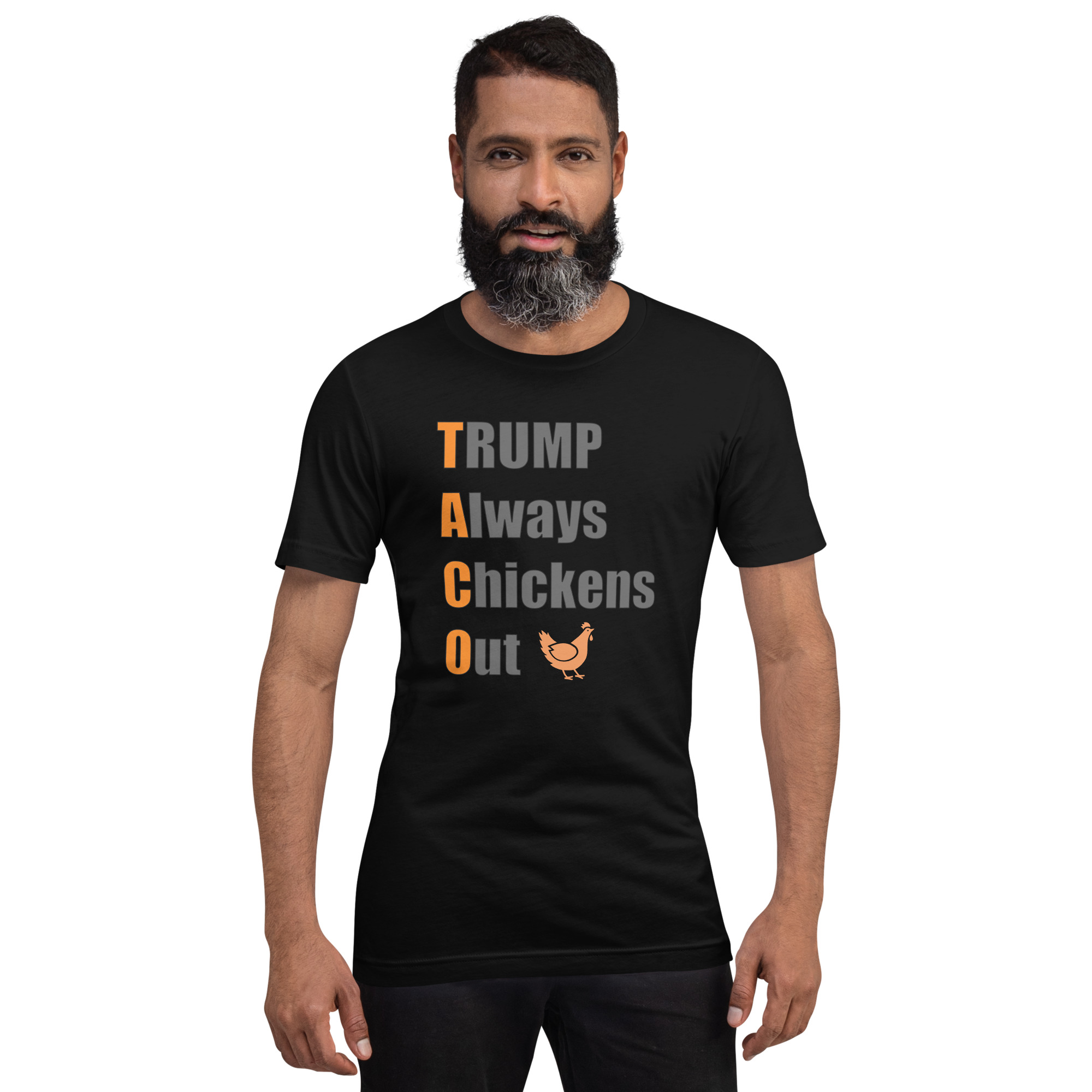 R - TACO - Trump Always Chickens Out Dark Style Unisex T-shirt - Image 4