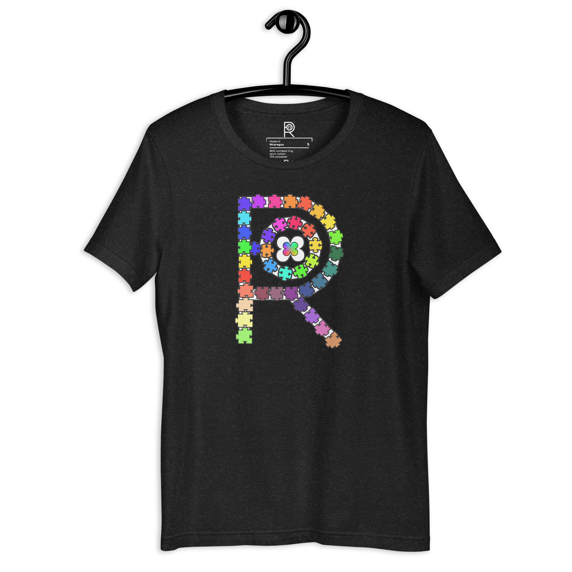R - Autism Spectrum Puzzle Pieces Dark Style Unisex T-shirt
