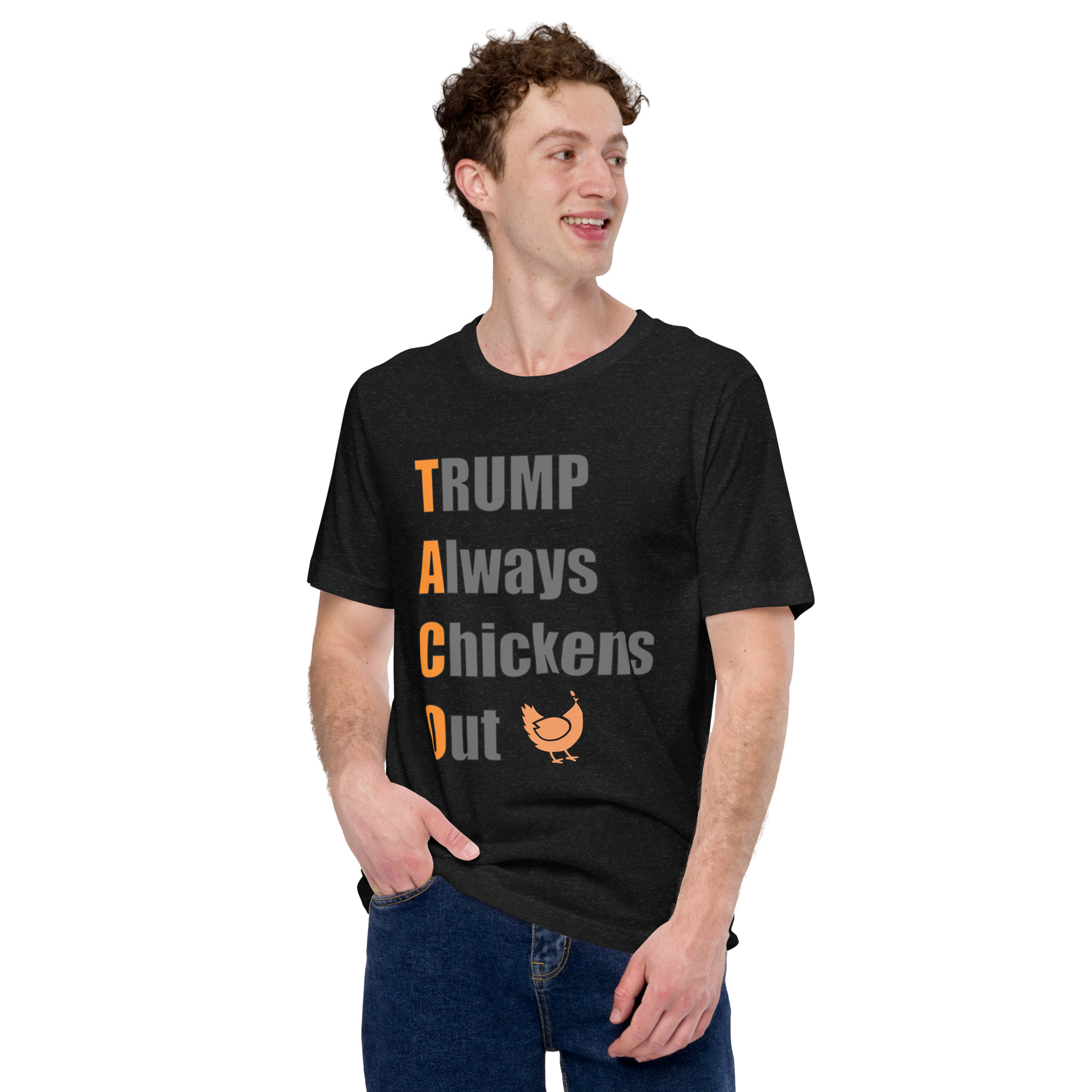 R - TACO - Trump Always Chickens Out Dark Style Unisex T-shirt - Image 2
