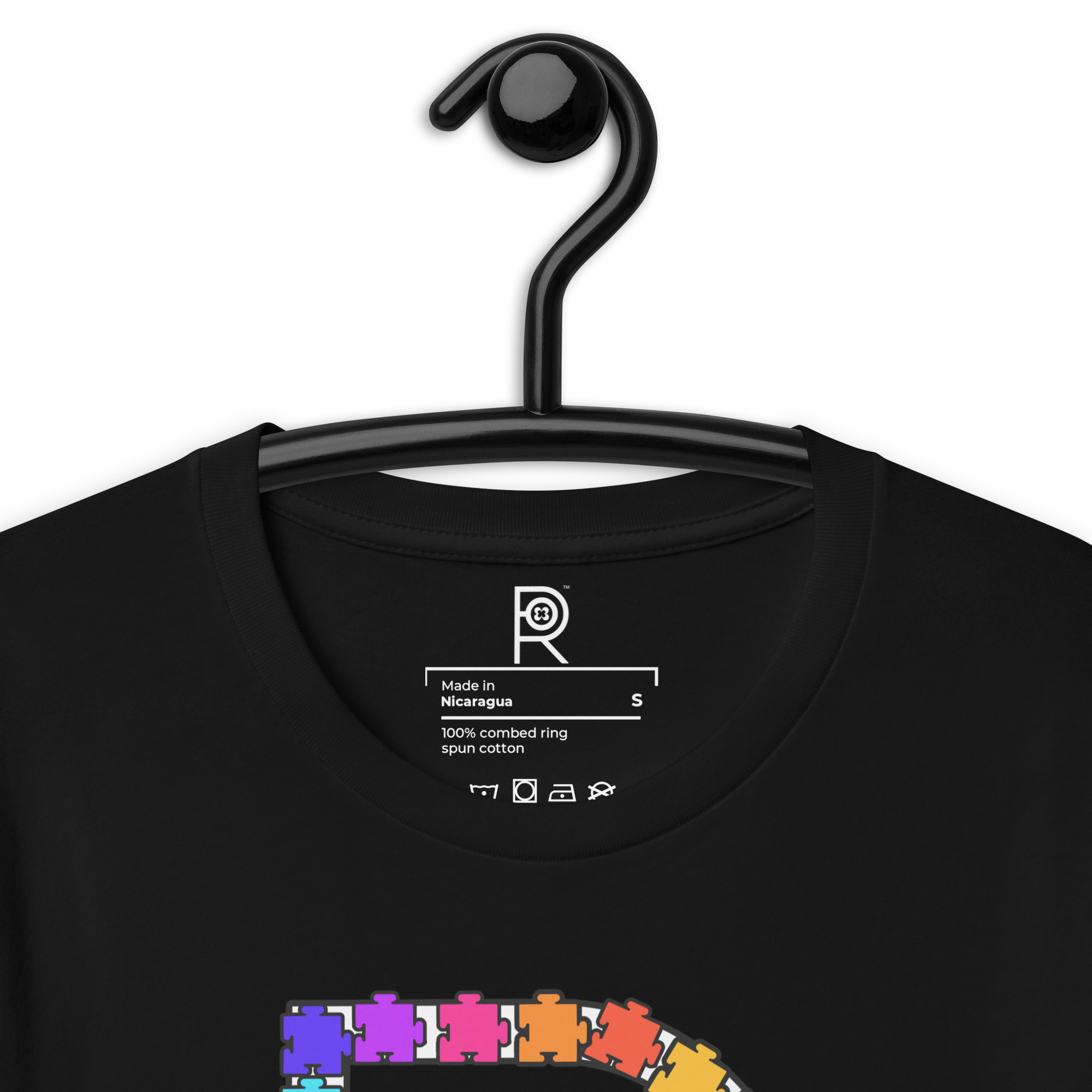 R - Autism Spectrum Puzzle Pieces Dark Style Unisex T-shirt - Image 30