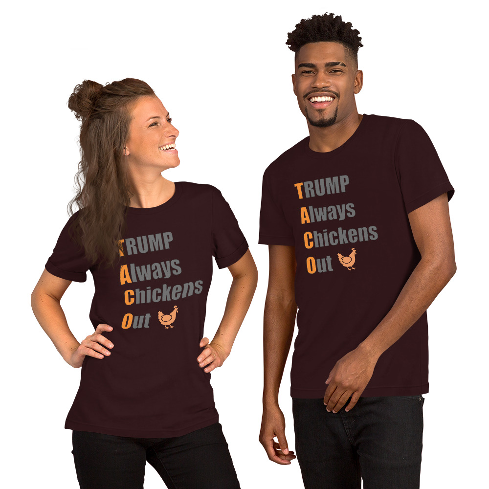 R - TACO - Trump Always Chickens Out Dark Style Unisex T-shirt - Image 8