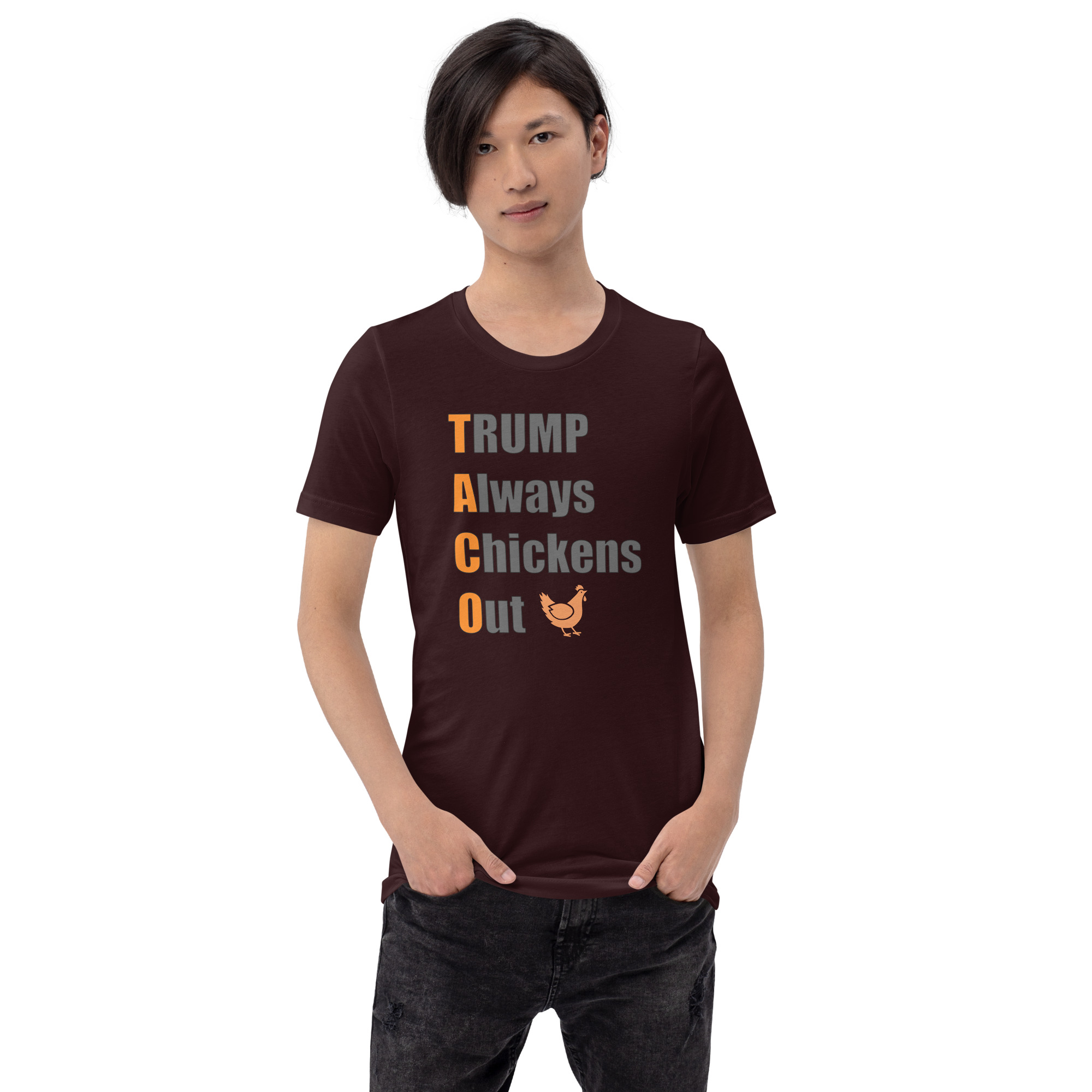 R - TACO - Trump Always Chickens Out Dark Style Unisex T-shirt - Image 9