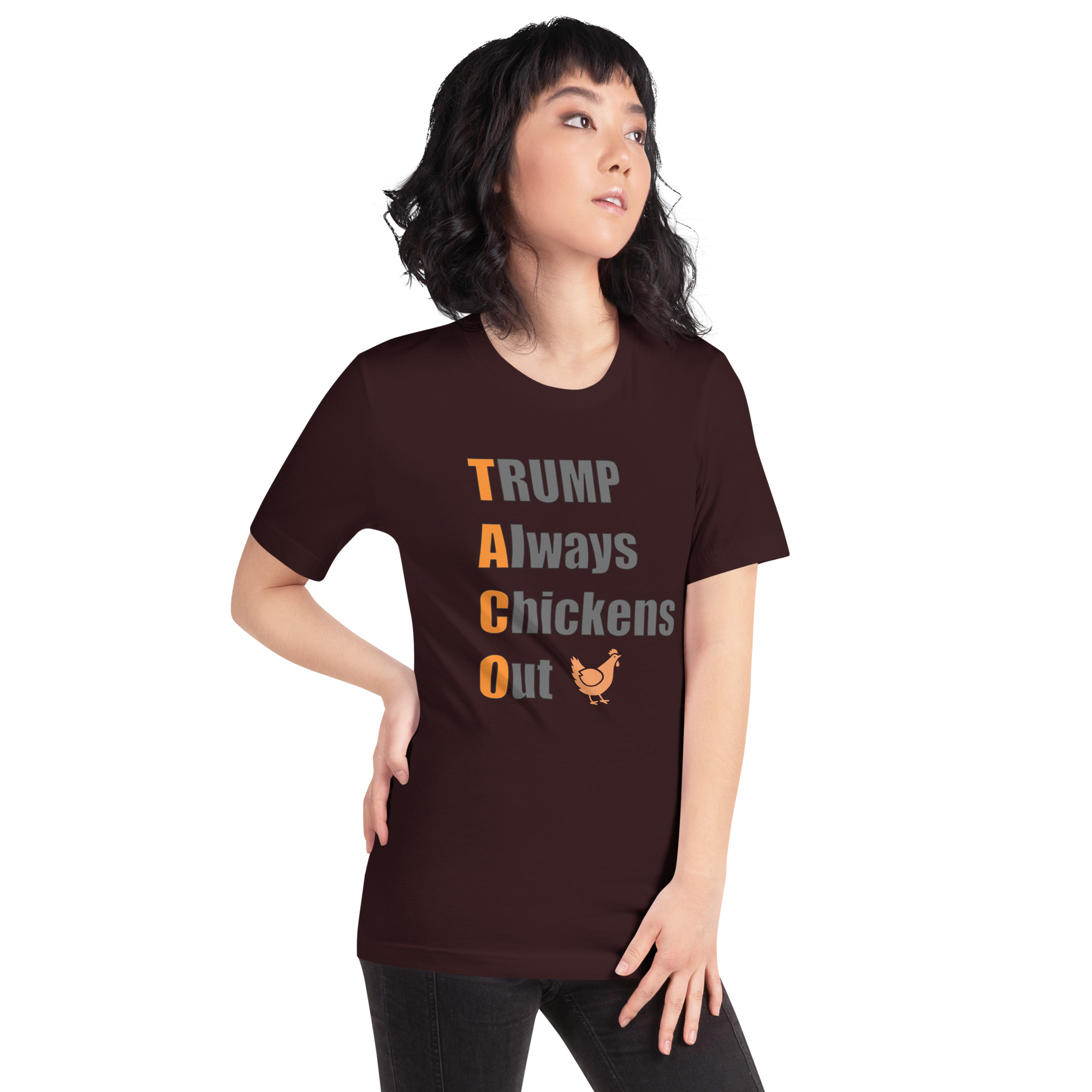 R - TACO - Trump Always Chickens Out Dark Style Unisex T-shirt - Image 10