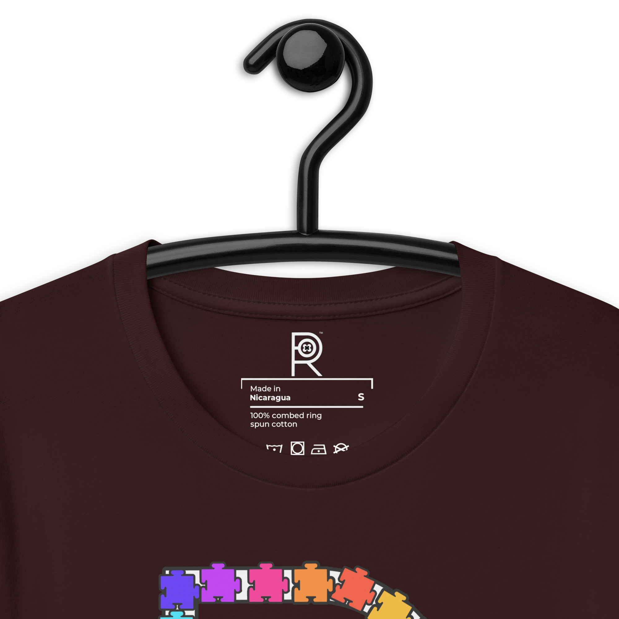 R - Autism Spectrum Puzzle Pieces Dark Style Unisex T-shirt - Image 36