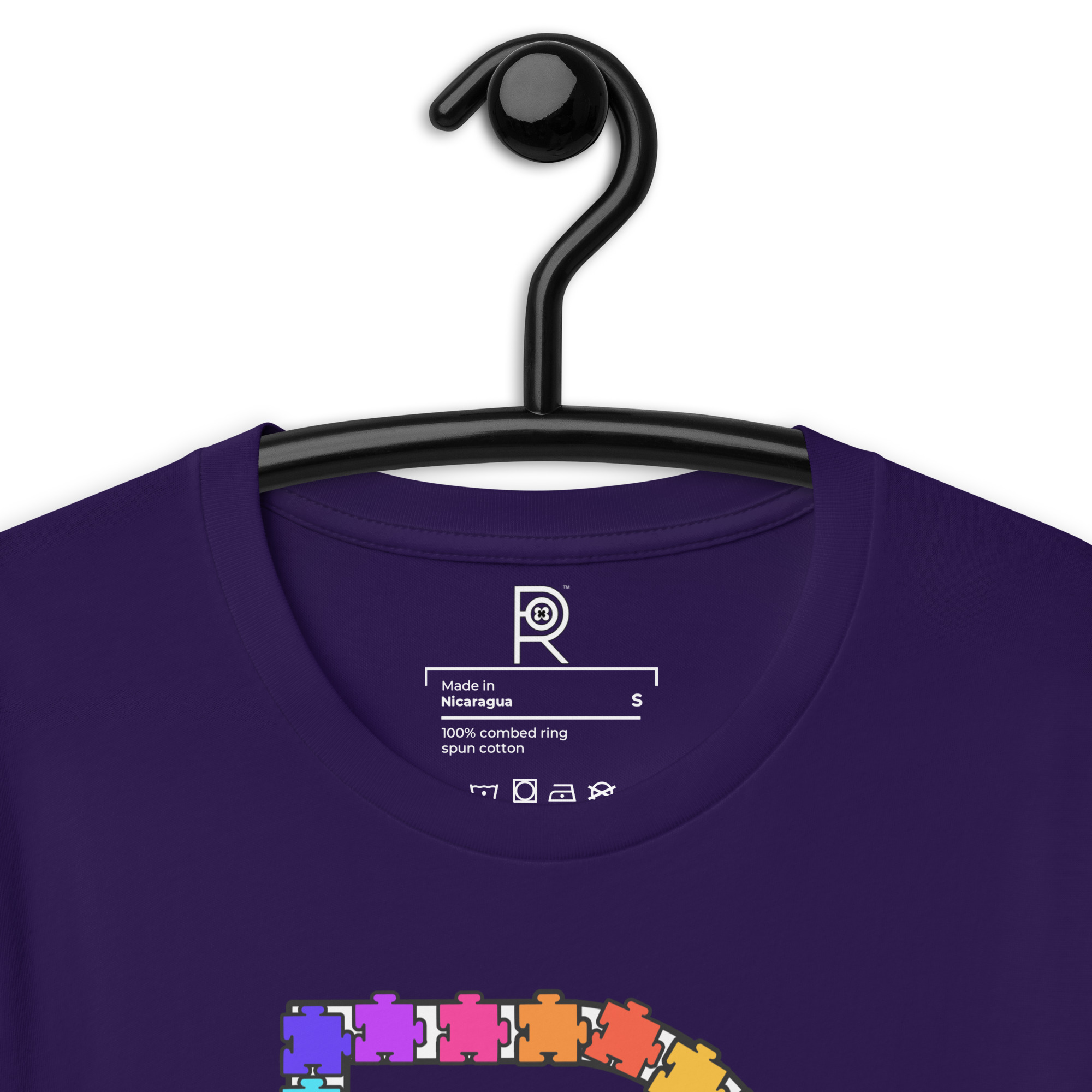 R - Autism Spectrum Puzzle Pieces Dark Style Unisex T-shirt - Image 39