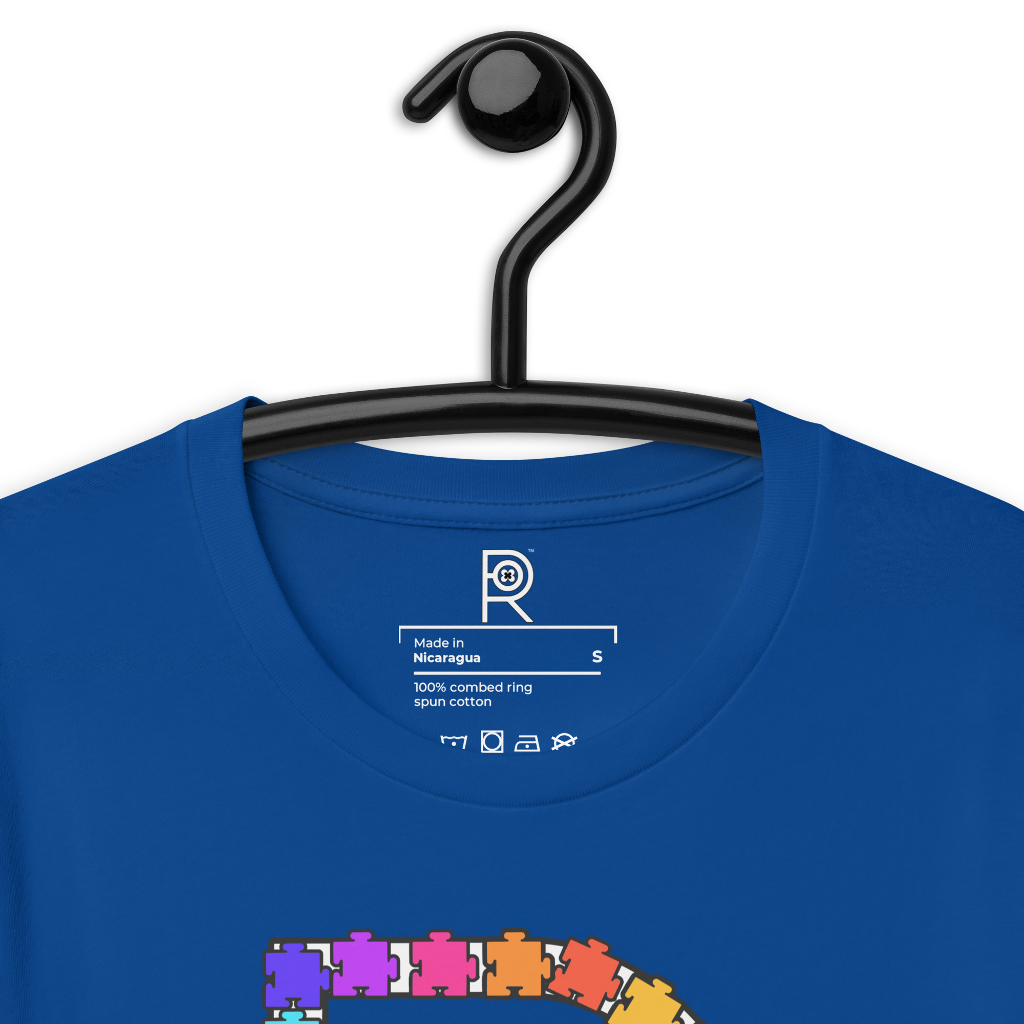 R - Autism Spectrum Puzzle Pieces Dark Style Unisex T-shirt - Image 48