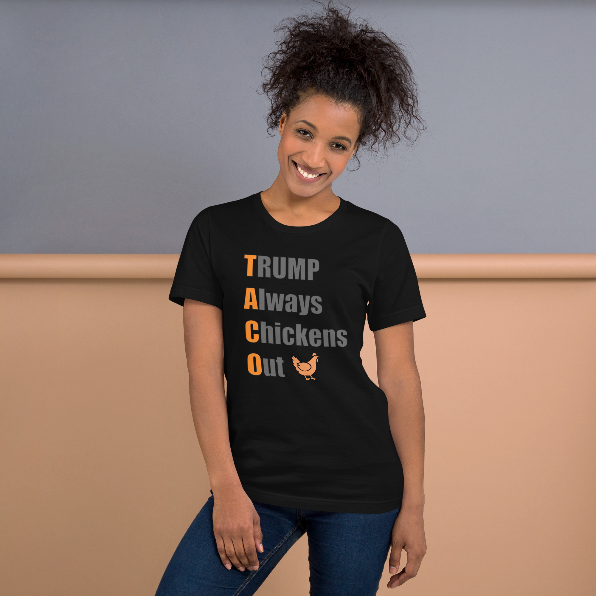 R - TACO - Trump Always Chickens Out Dark Style Unisex T-shirt - Image 7