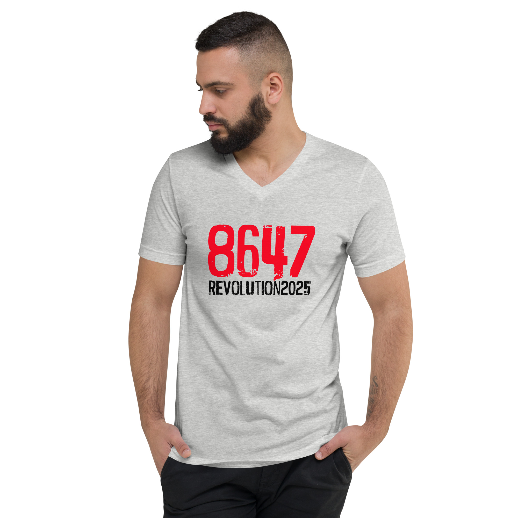 R - 8647 Revolution 2025 Unisex Short Sleeve V-Neck T-Shirt - Image 3