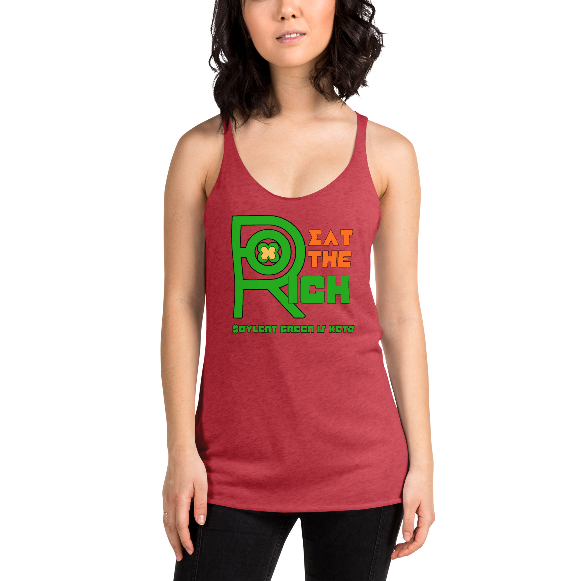 R - Eat The Rich Soylent Green Is Keto Women's Racerback Tank - Image 4