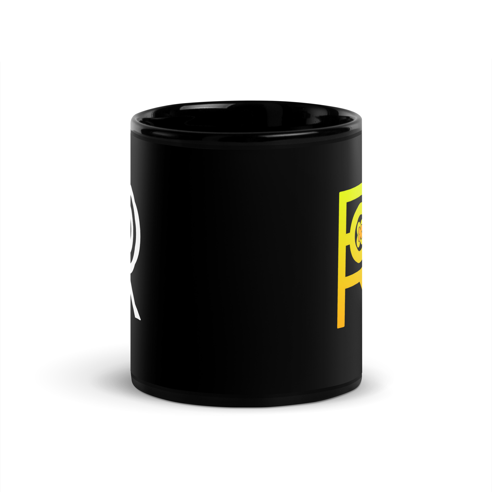 R - Radiate Joy Black Glossy Mug - Image 3