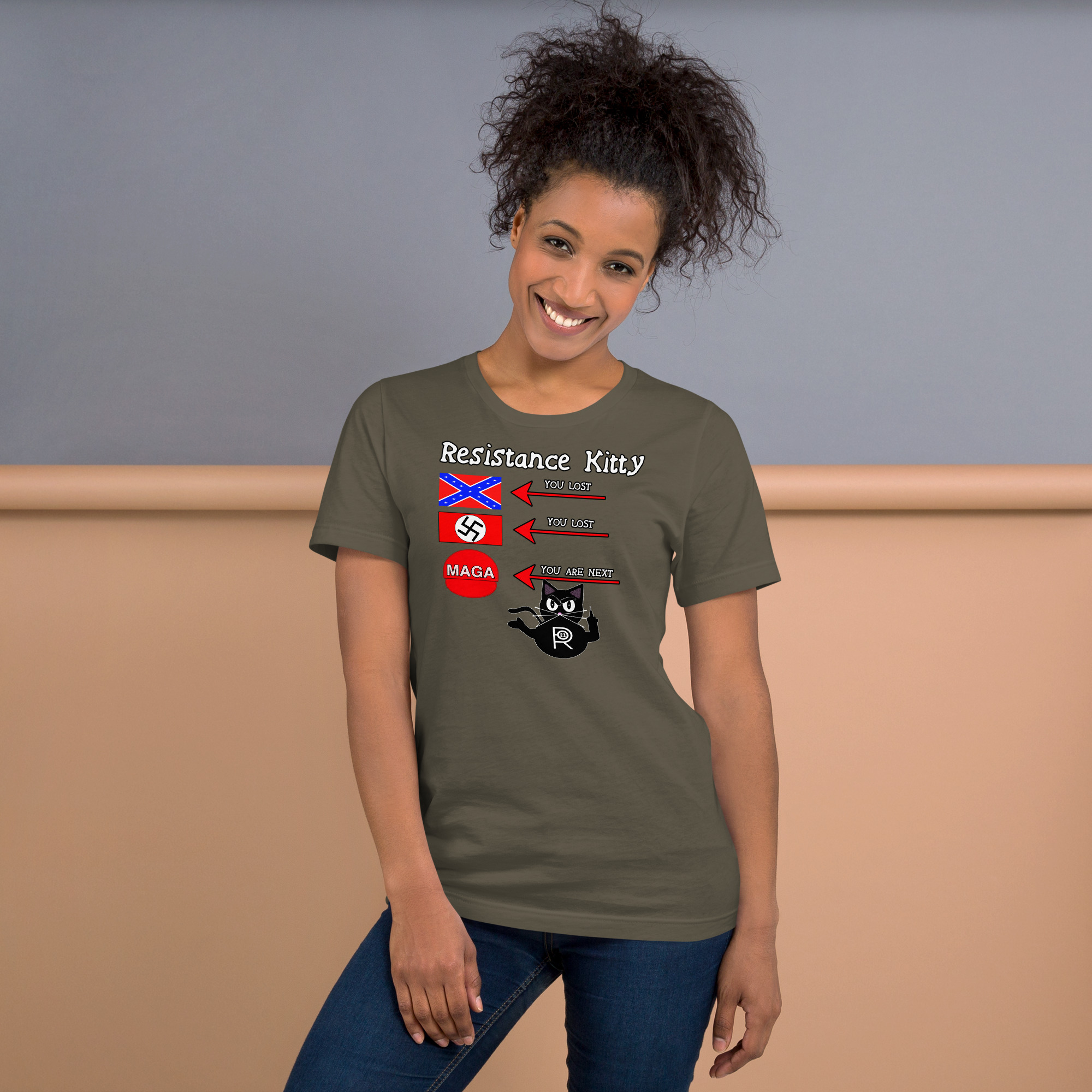 R - Resistance Kitty You Lost You Lost You're Next Dark Style Unisex T-shirt - Image 12
