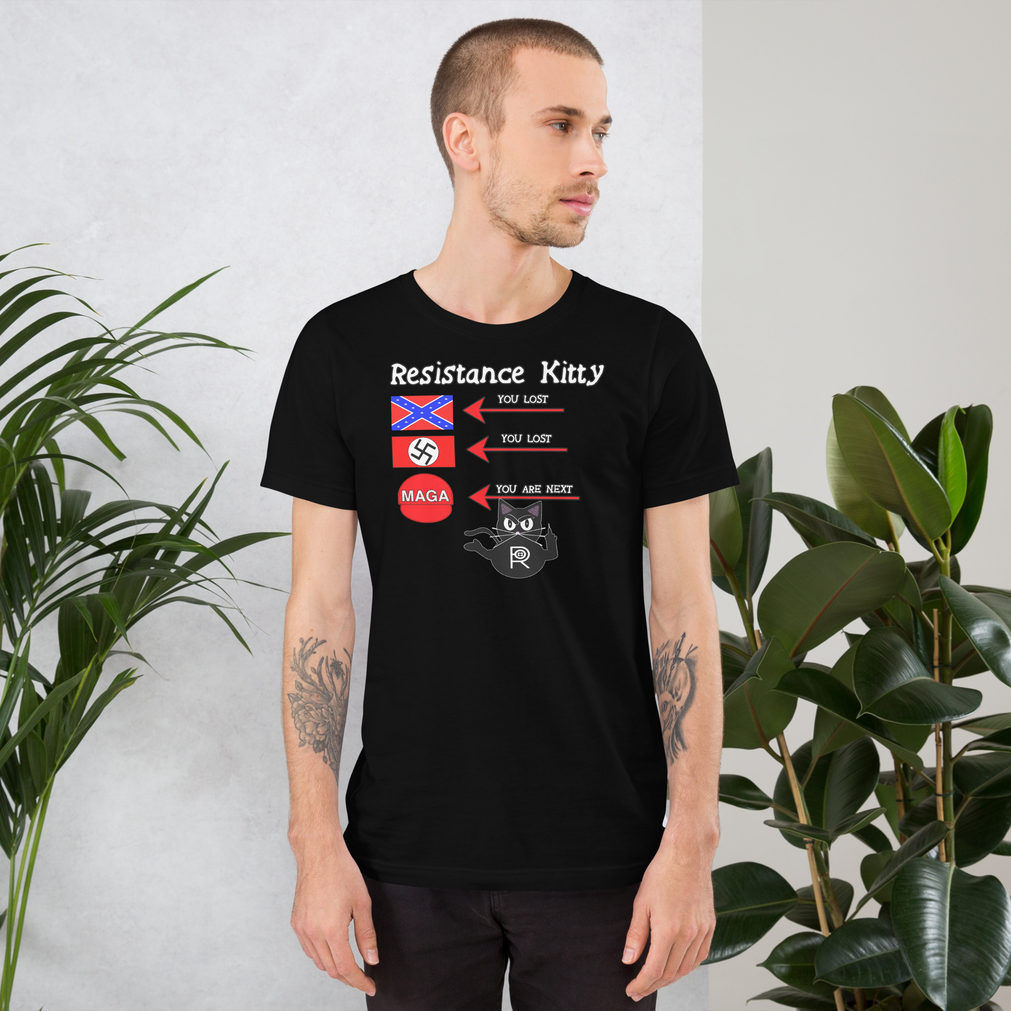 R - Resistance Kitty You Lost You Lost You're Next Dark Style Unisex T-shirt - Image 3