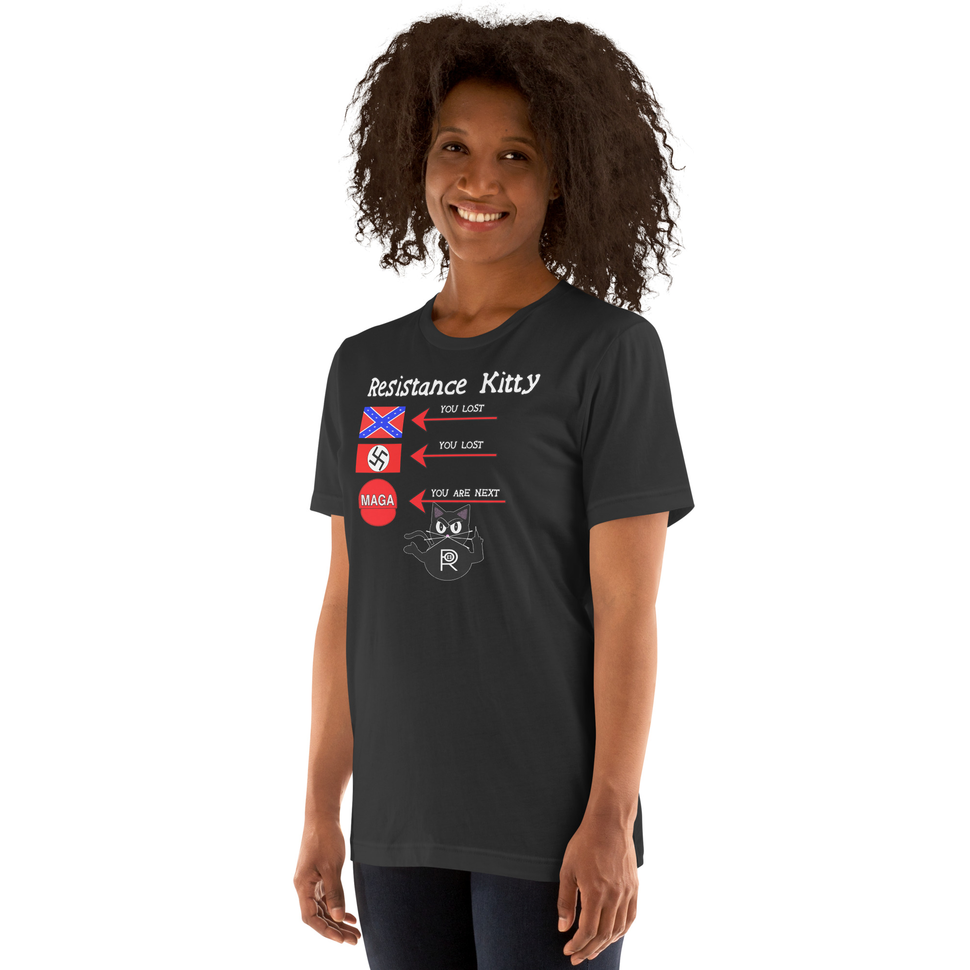R - Resistance Kitty You Lost You Lost You're Next Dark Style Unisex T-shirt - Image 8