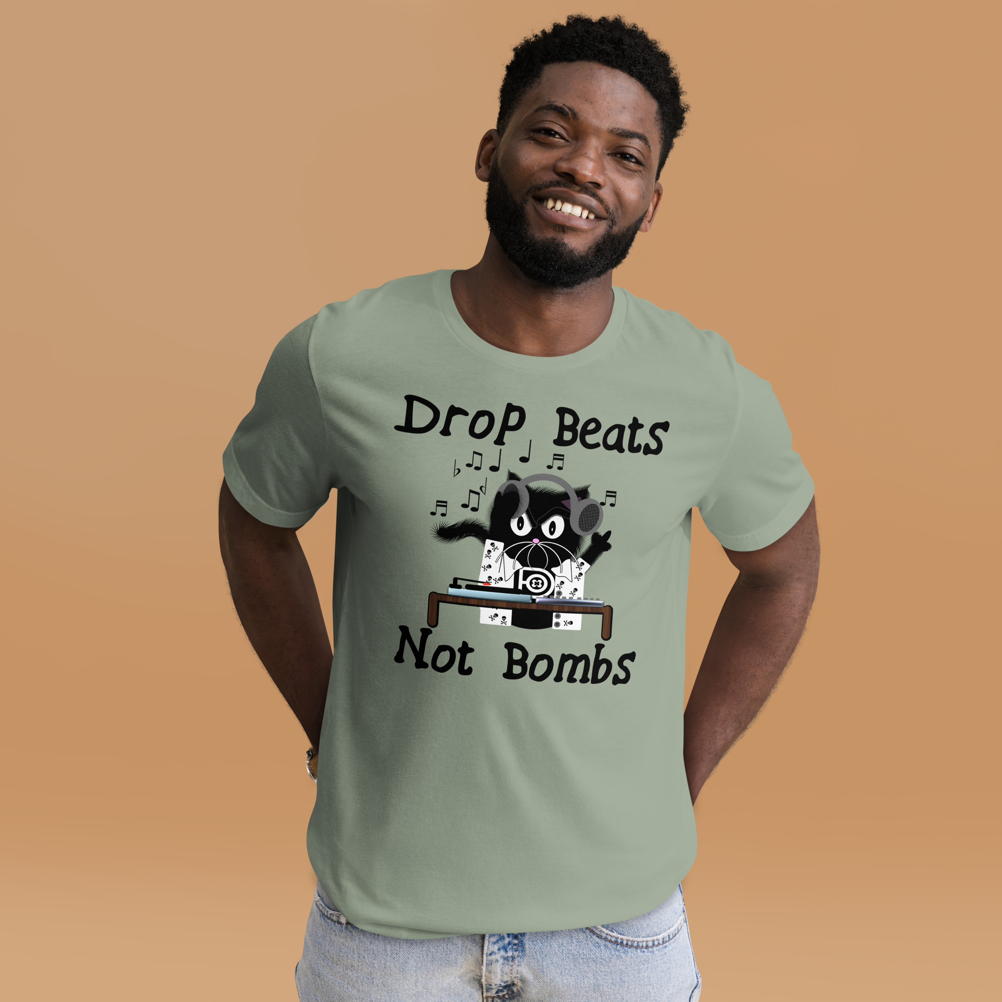 R - Drop Beats Not Bombs Light Style Unisex T-shirt - Image 4