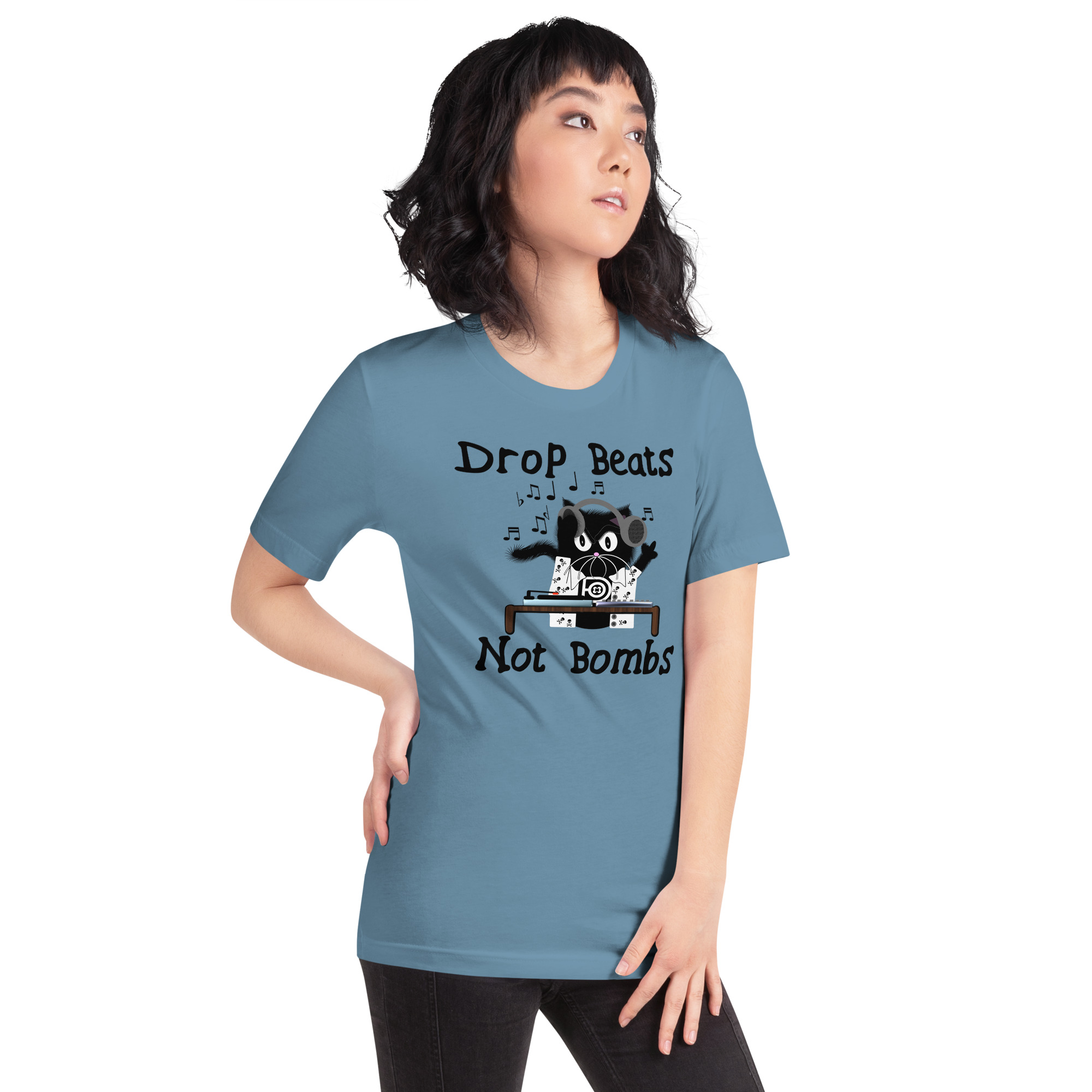 R - Drop Beats Not Bombs Light Style Unisex T-shirt - Image 3