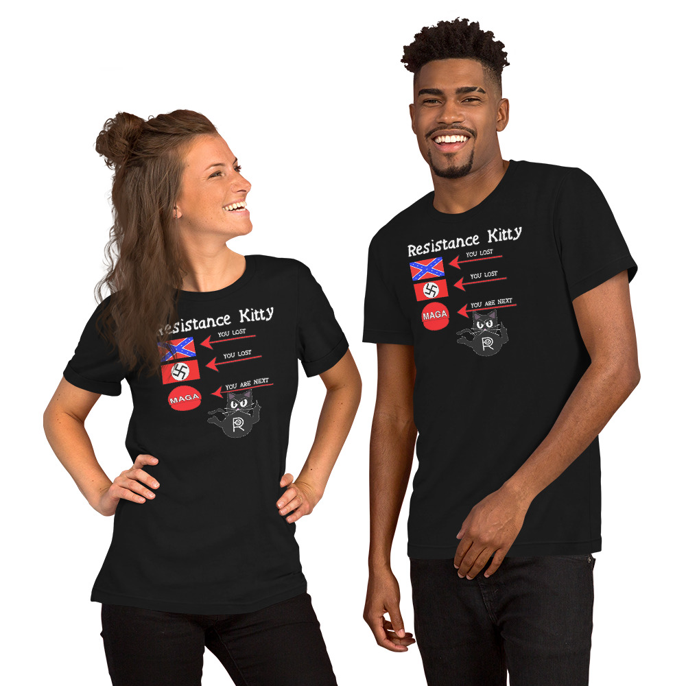 R - Resistance Kitty You Lost You Lost You're Next Dark Style Unisex T-shirt - Image 4