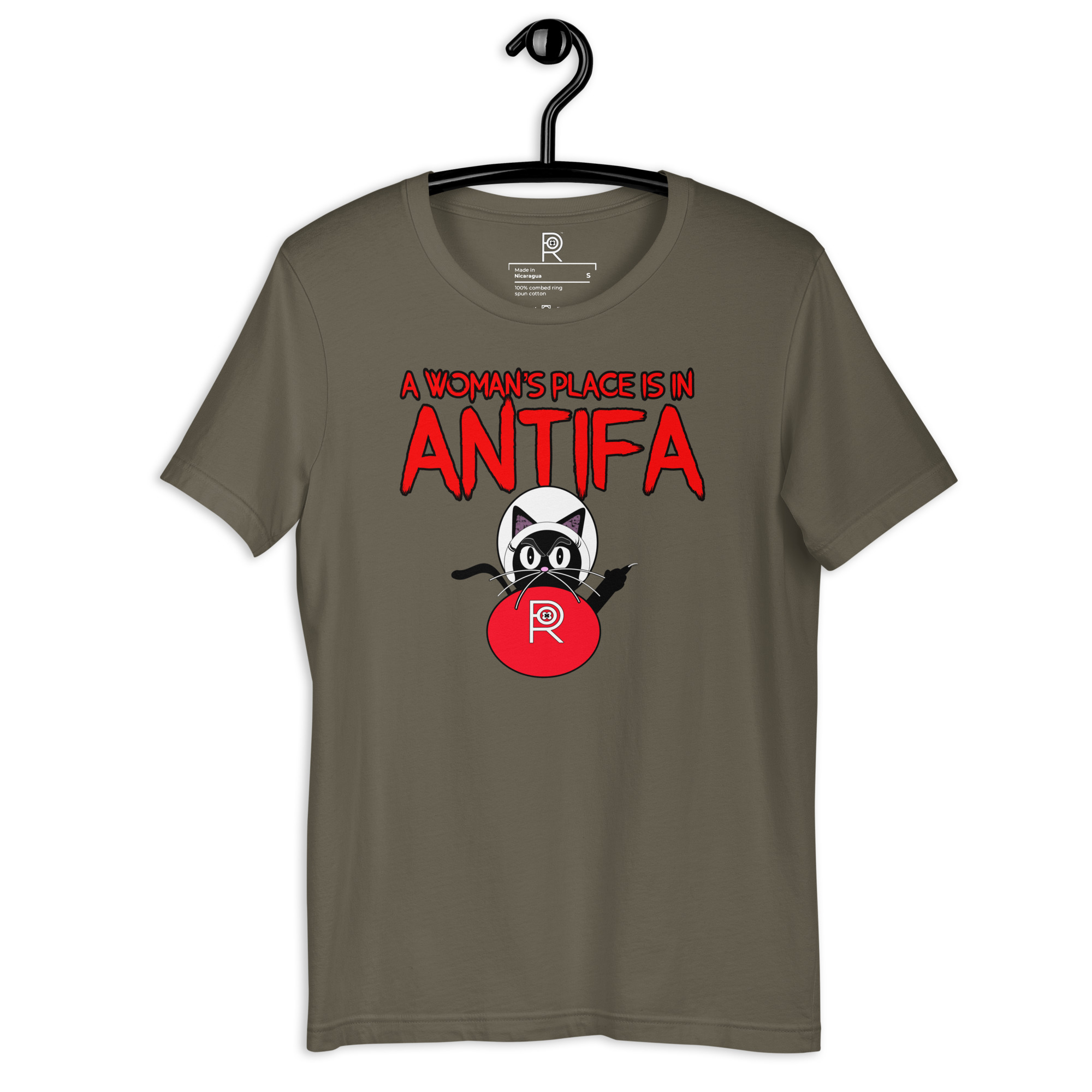 R - A Woman's Place Is In ANTIFA Dark Style Unisex T-shirt - Image 21