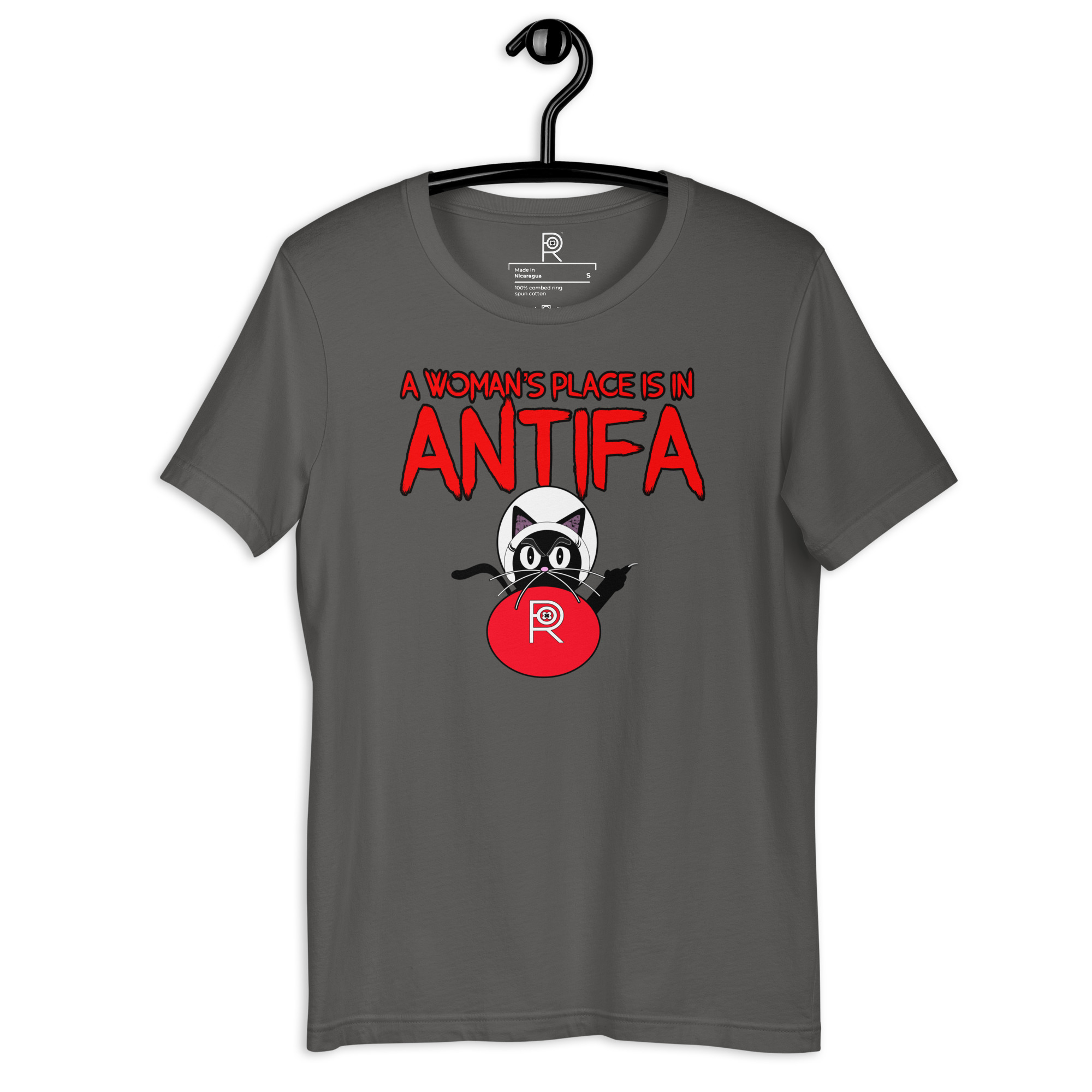 R - A Woman's Place Is In ANTIFA Dark Style Unisex T-shirt - Image 19