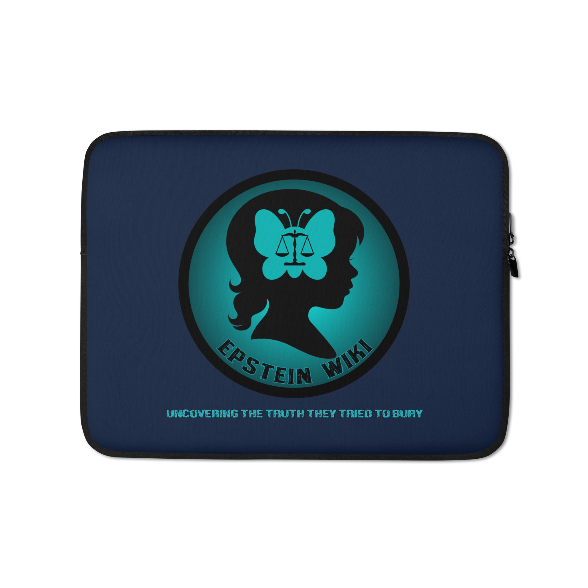 R - Epstein Wiki - Uncovering The Truth They Tried To Bury Navy Laptop Sleeve - Image 2