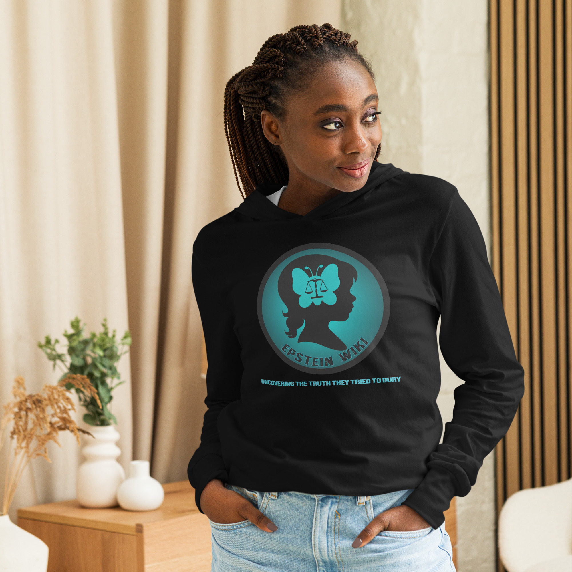 R - Epstein Wiki - Uncovering The Truth They Tried To Bury Unisex Hooded Long Sleeve Tee - Image 2
