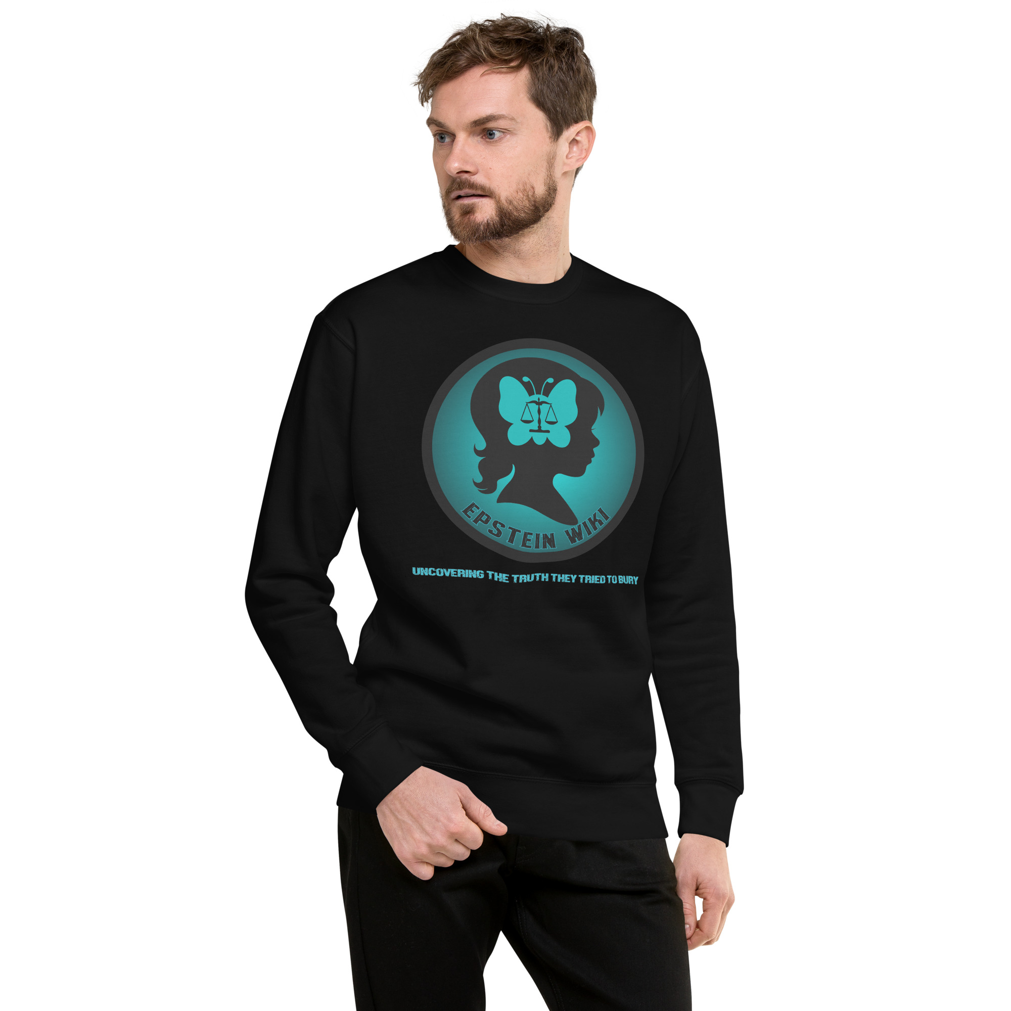 R - Epstein Wiki - Uncovering The Truth They Tried To Bury Dark Style Unisex Premium Sweatshirt - Image 2
