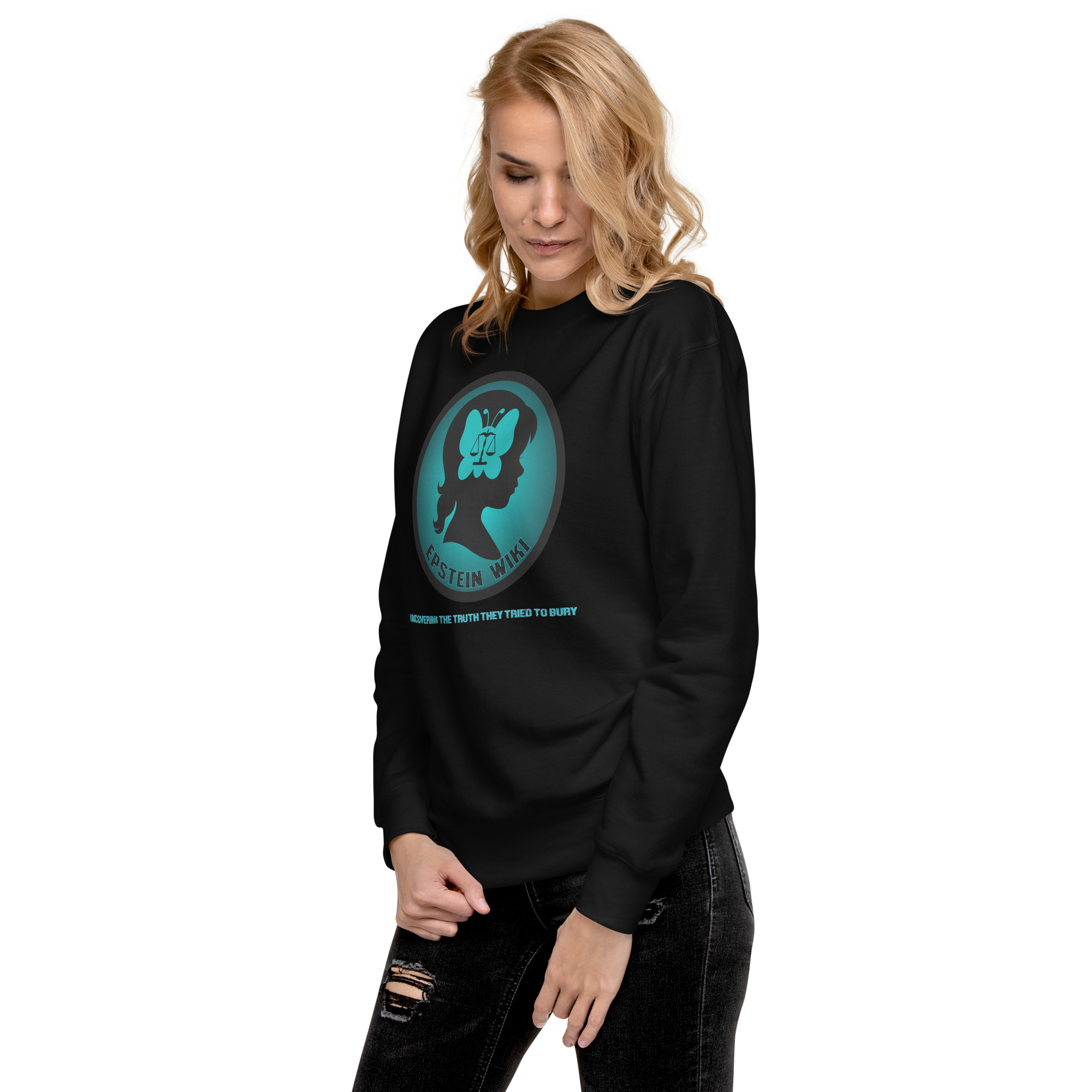 R - Epstein Wiki - Uncovering The Truth They Tried To Bury Dark Style Unisex Premium Sweatshirt - Image 3