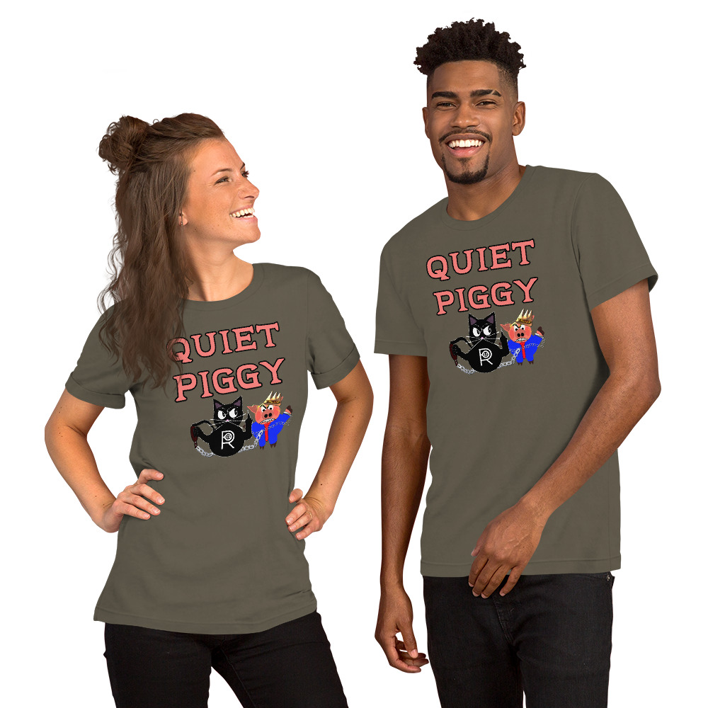 R - Quiet Piggy Dark Style Unisex T-shirt - Image 6