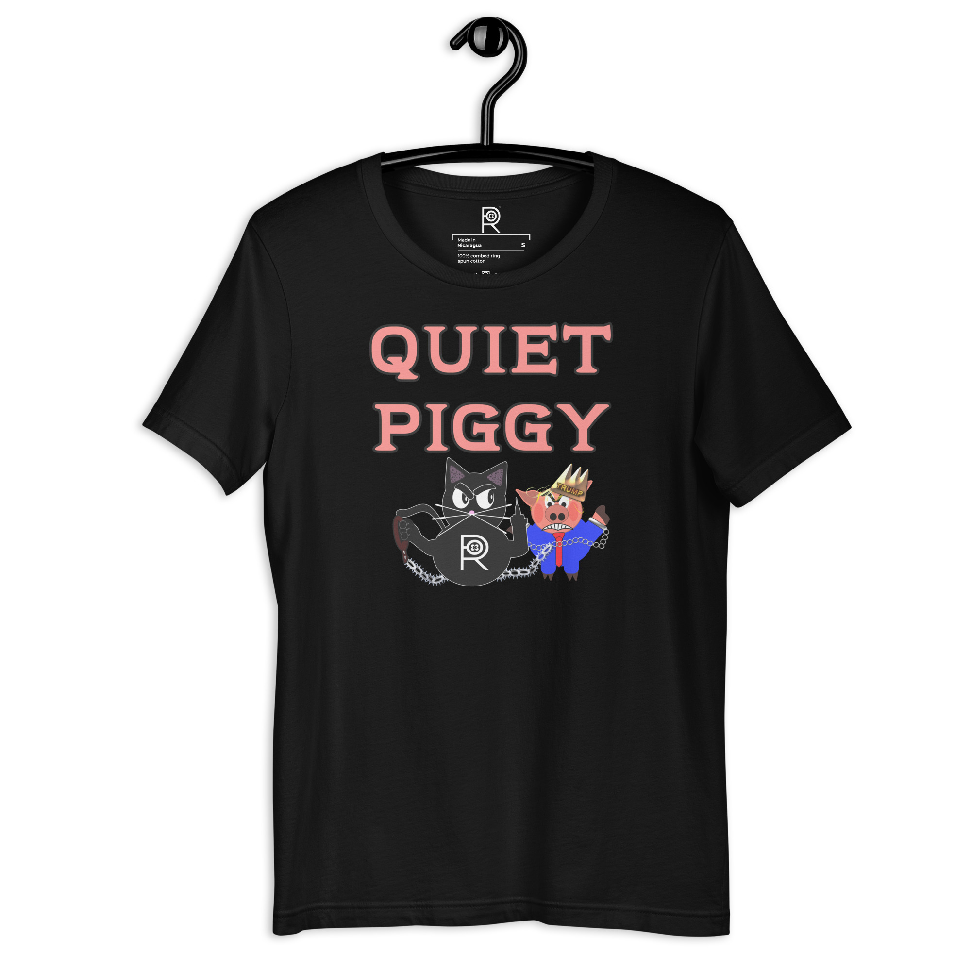 R - Quiet Piggy Dark Style Unisex T-shirt - Image 9