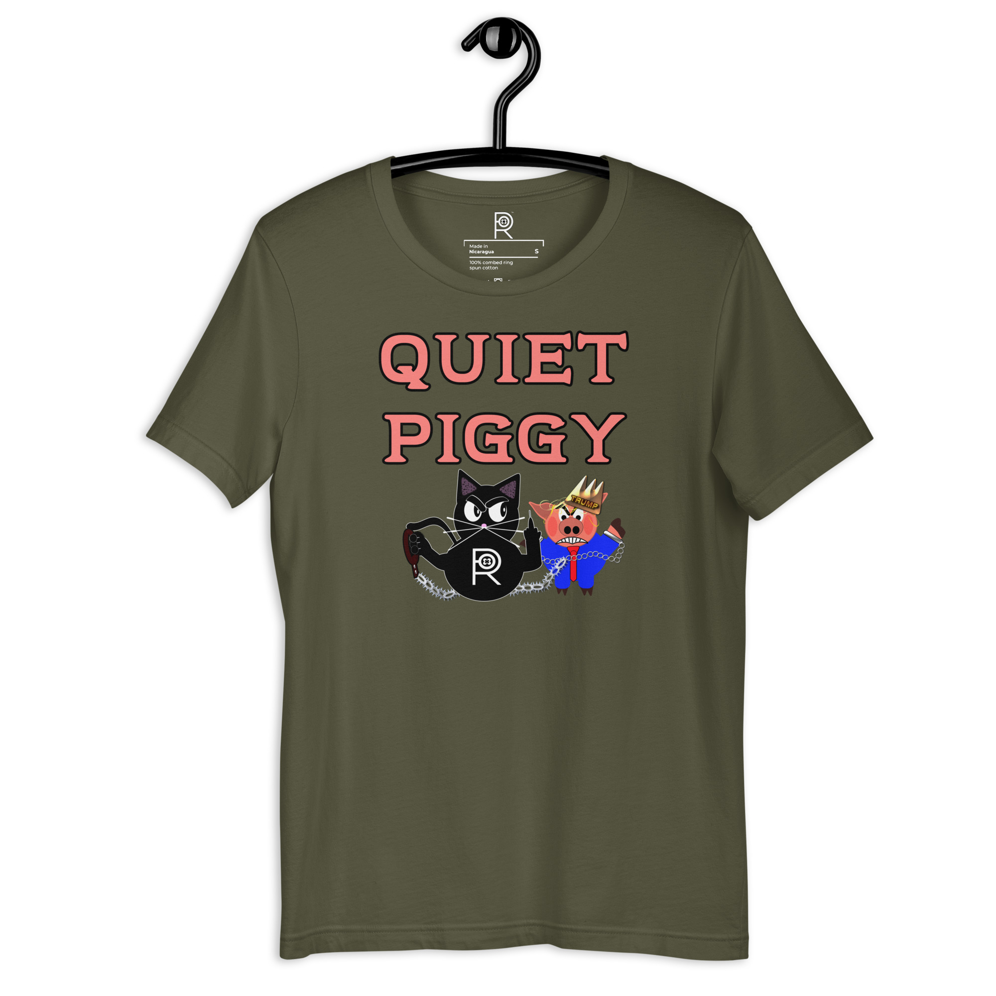 R - Quiet Piggy Dark Style Unisex T-shirt - Image 30