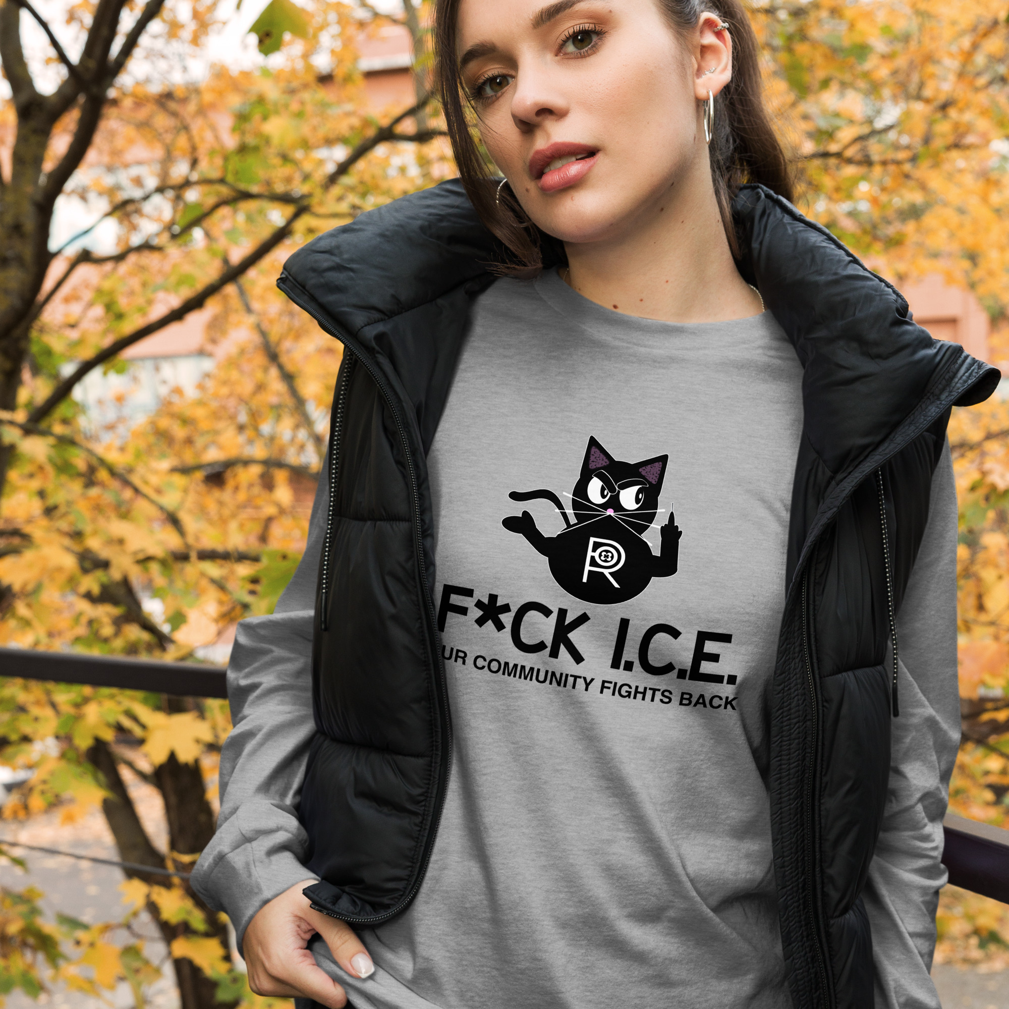 R - Fck Ice Our Community Fights Back Light Style Unisex Long Sleeve Tee - Image 2