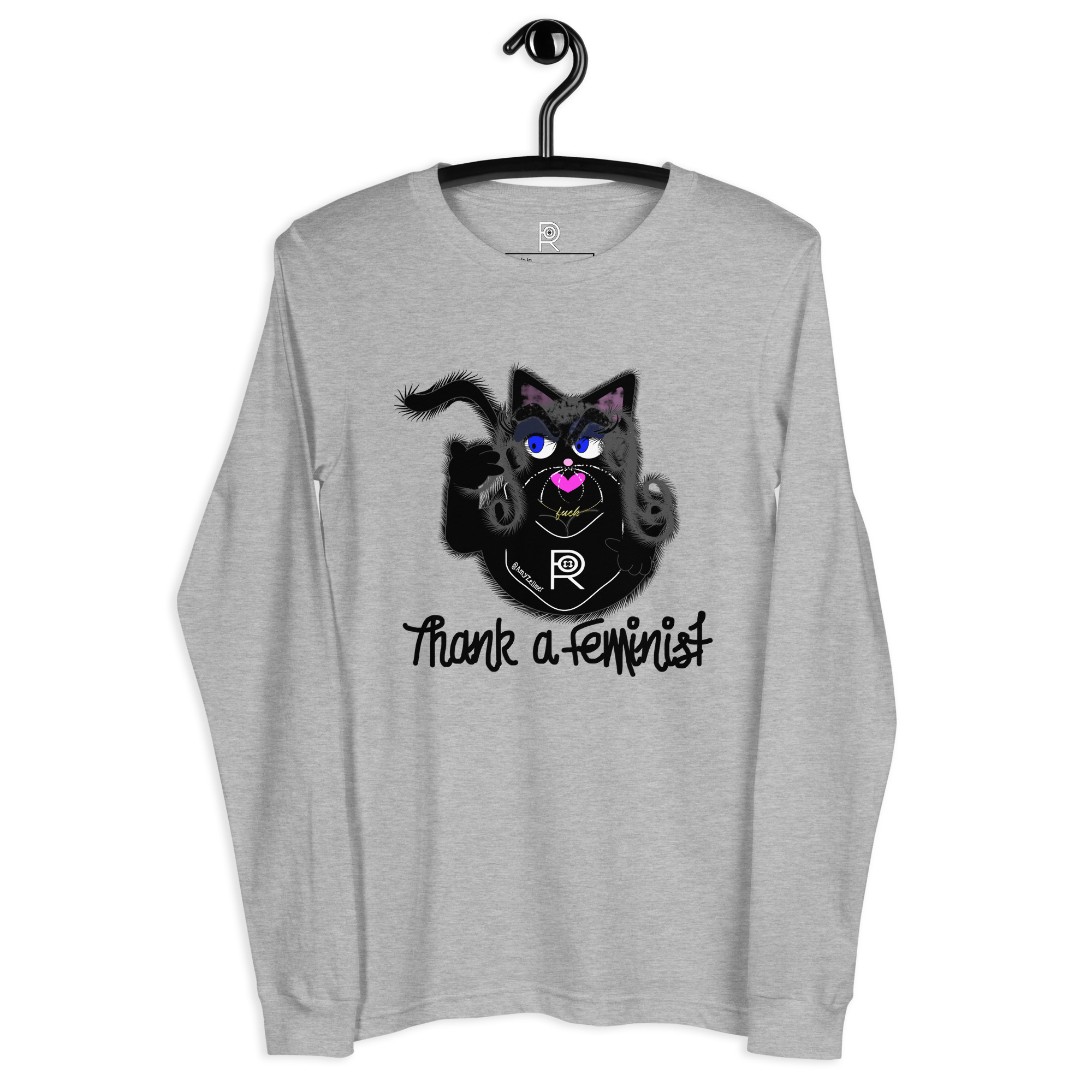 R - Thank A Feminist Light Style Unisex Long Sleeve Tee - Image 11