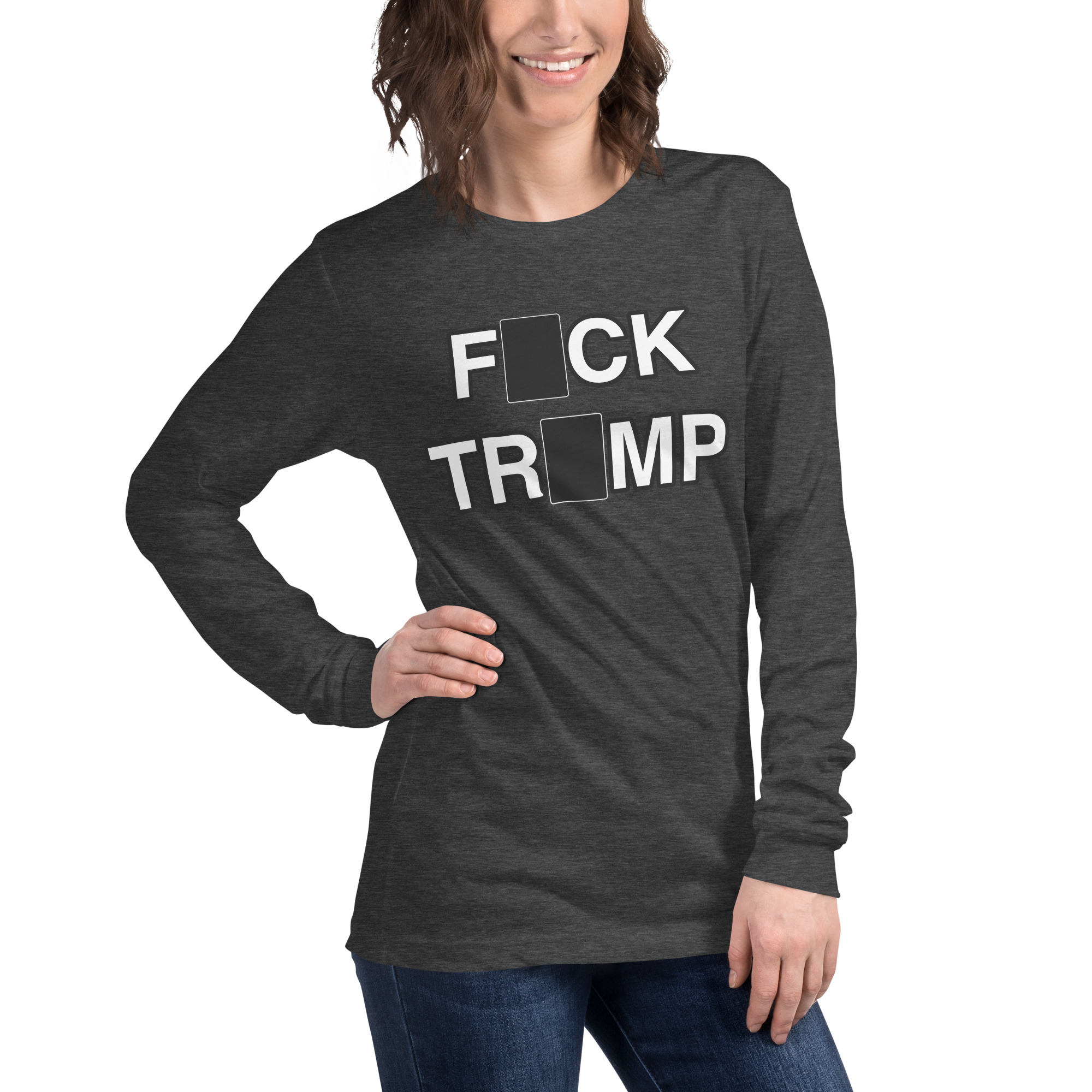 R - Fck Trmp Dark Style Unisex Long Sleeve Tee - Image 4