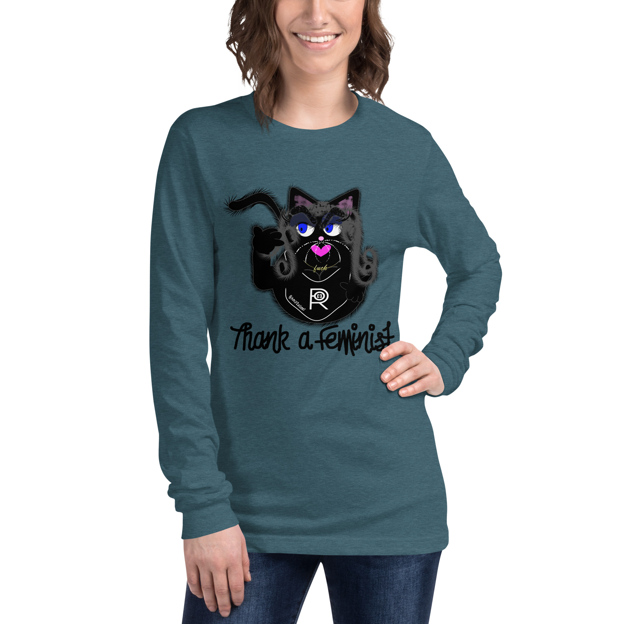 R - Thank A Feminist Light Style Unisex Long Sleeve Tee - Image 3