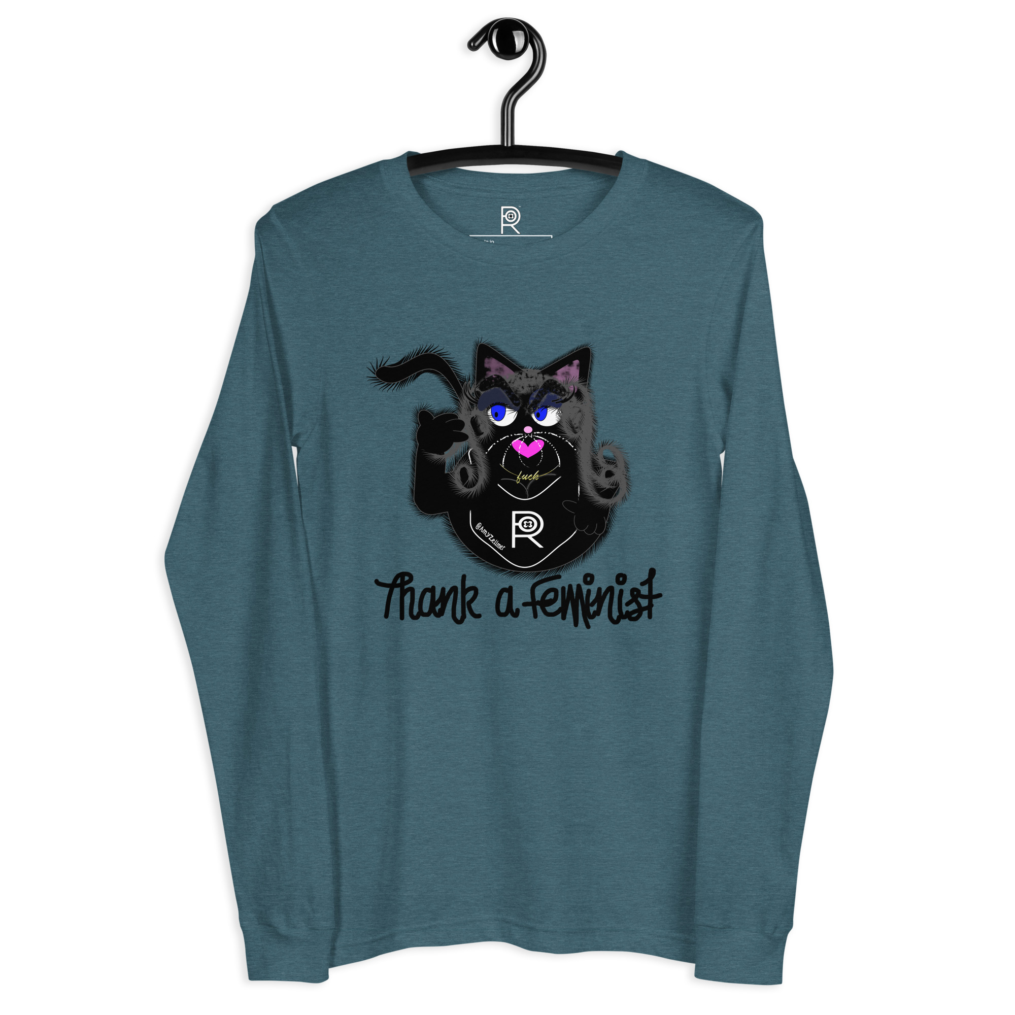R - Thank A Feminist Light Style Unisex Long Sleeve Tee - Image 8