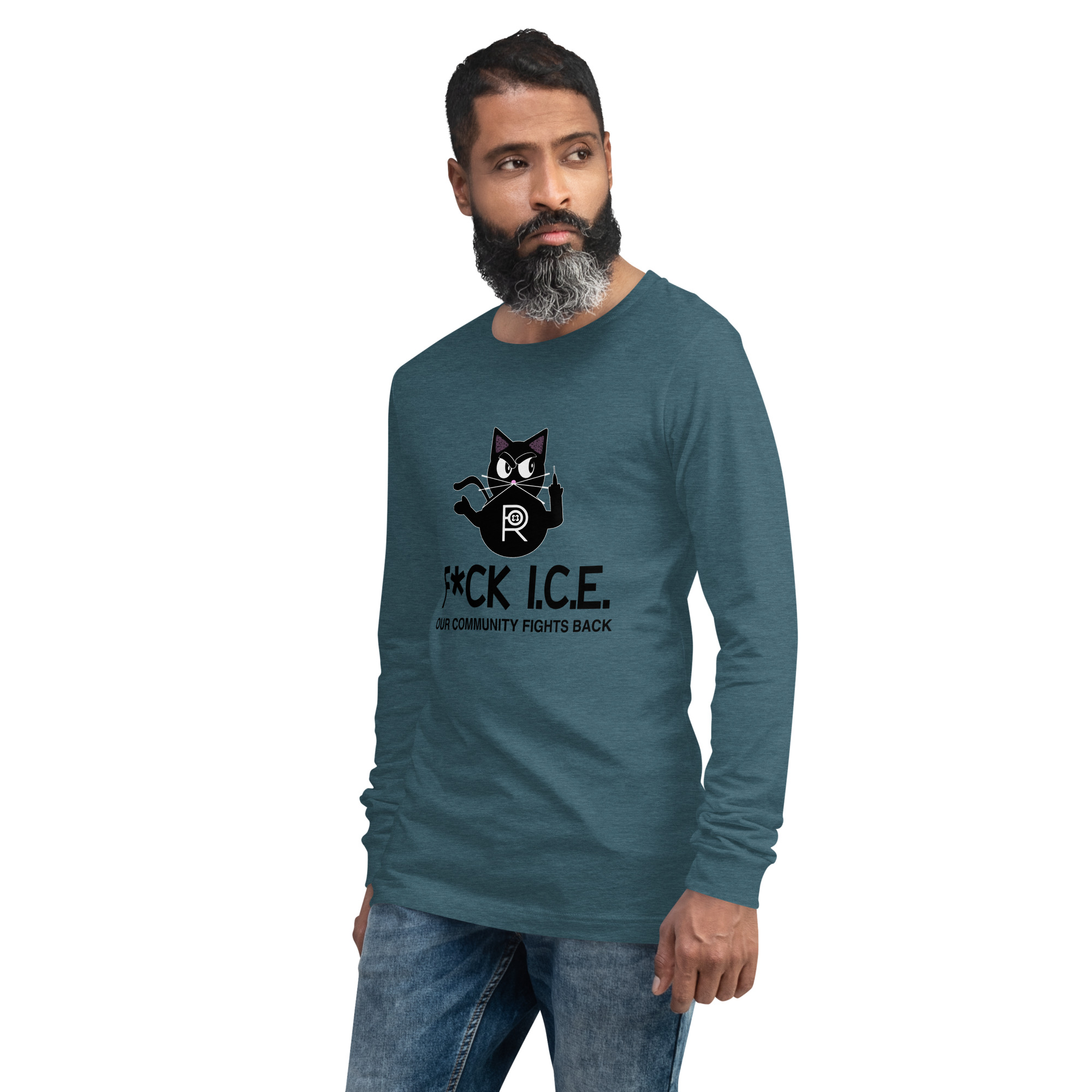 R - Fck Ice Our Community Fights Back Light Style Unisex Long Sleeve Tee - Image 5