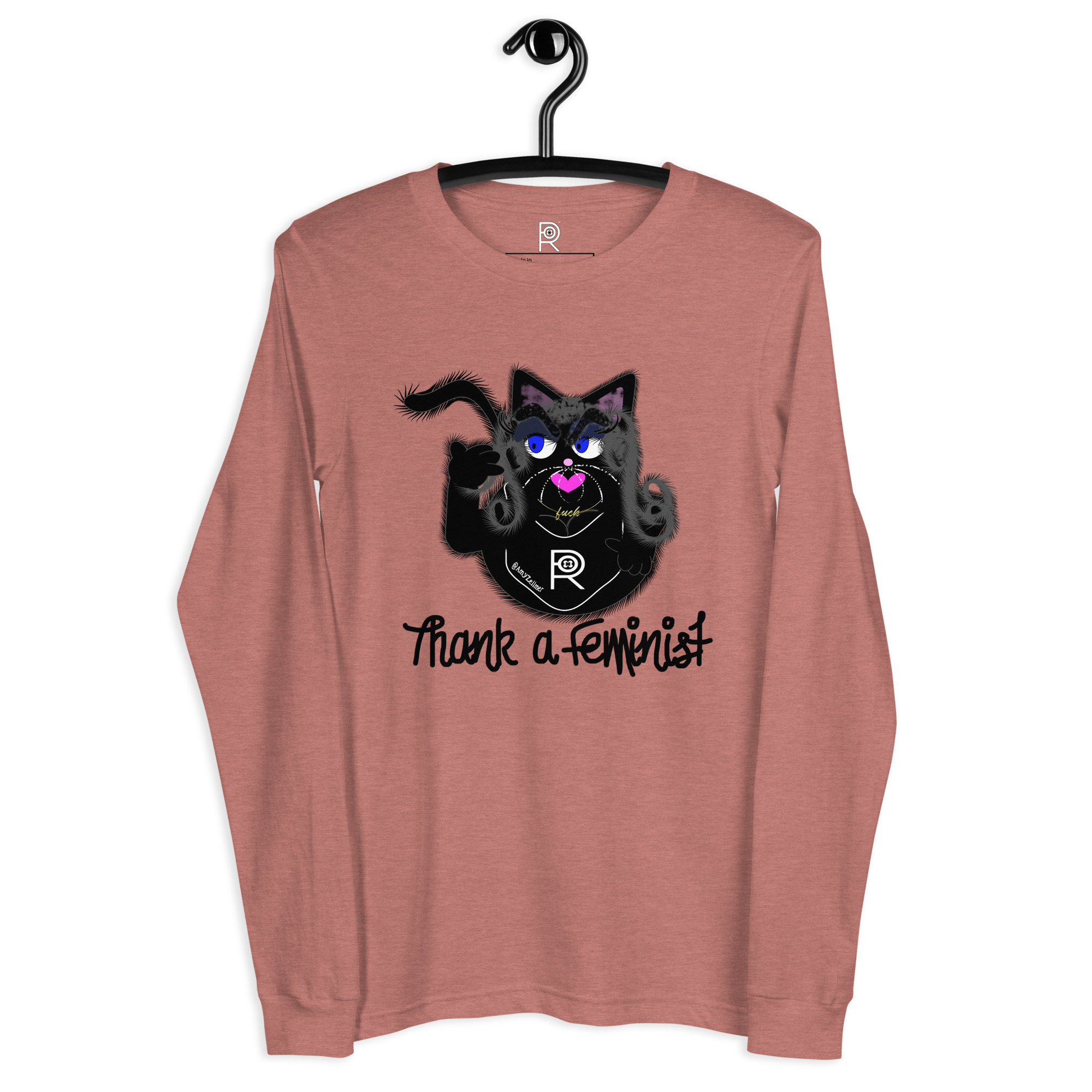 R - Thank A Feminist Light Style Unisex Long Sleeve Tee - Image 10