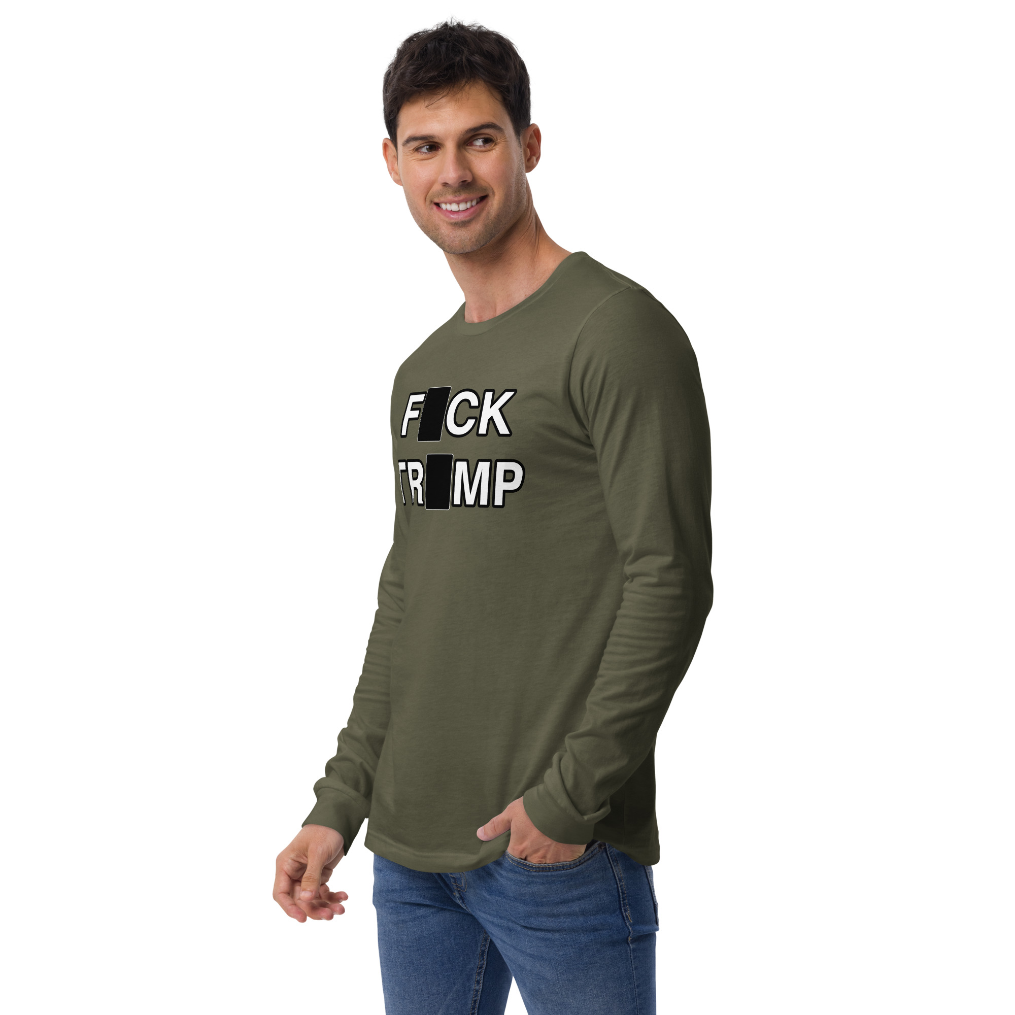 R - Fck Trmp Dark Style Unisex Long Sleeve Tee - Image 5