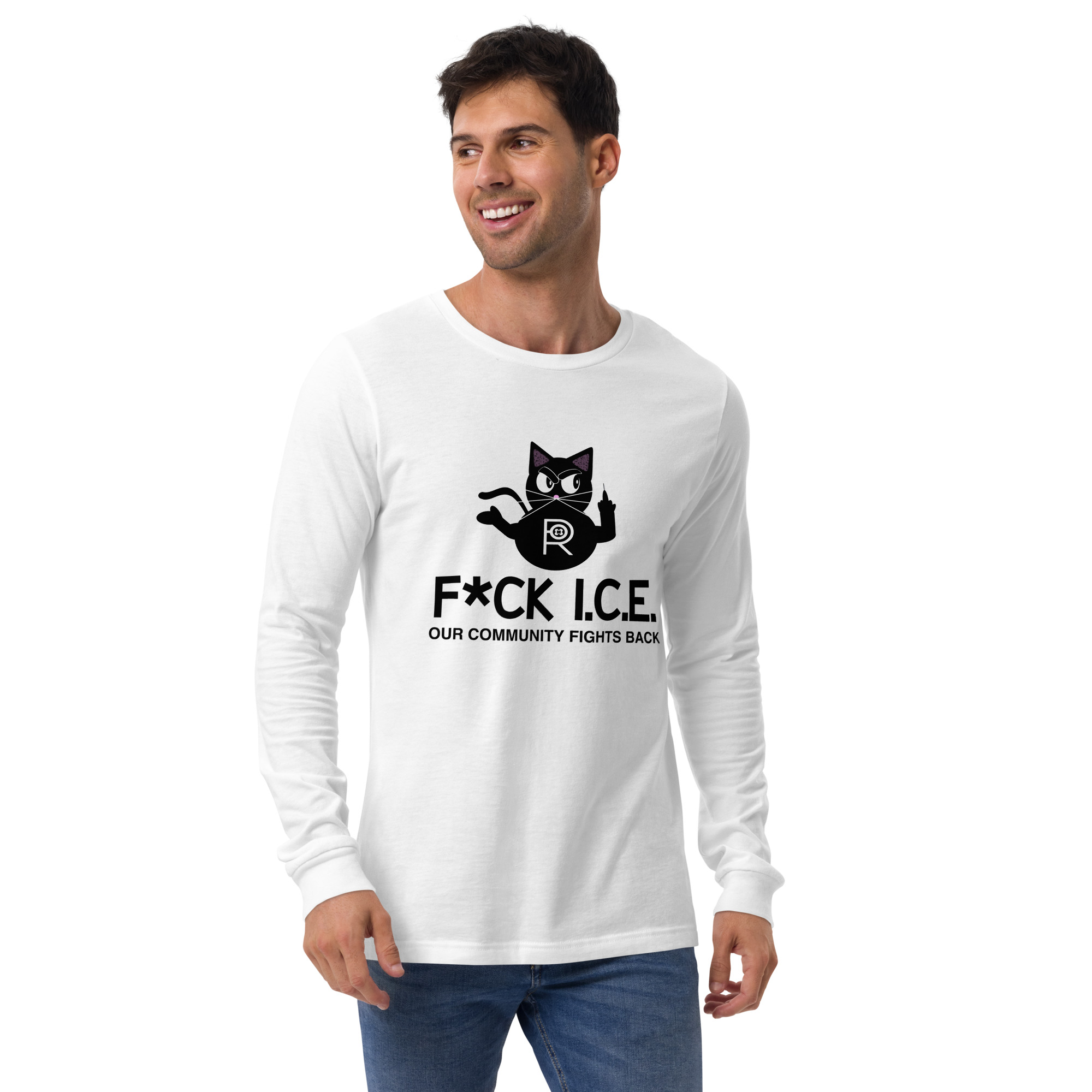 R - Fck Ice Our Community Fights Back Light Style Unisex Long Sleeve Tee - Image 3