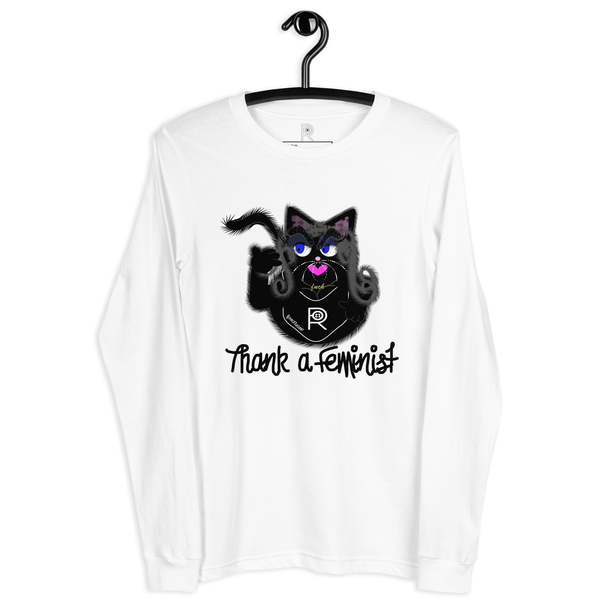 R - Thank A Feminist Light Style Unisex Long Sleeve Tee - Image 12