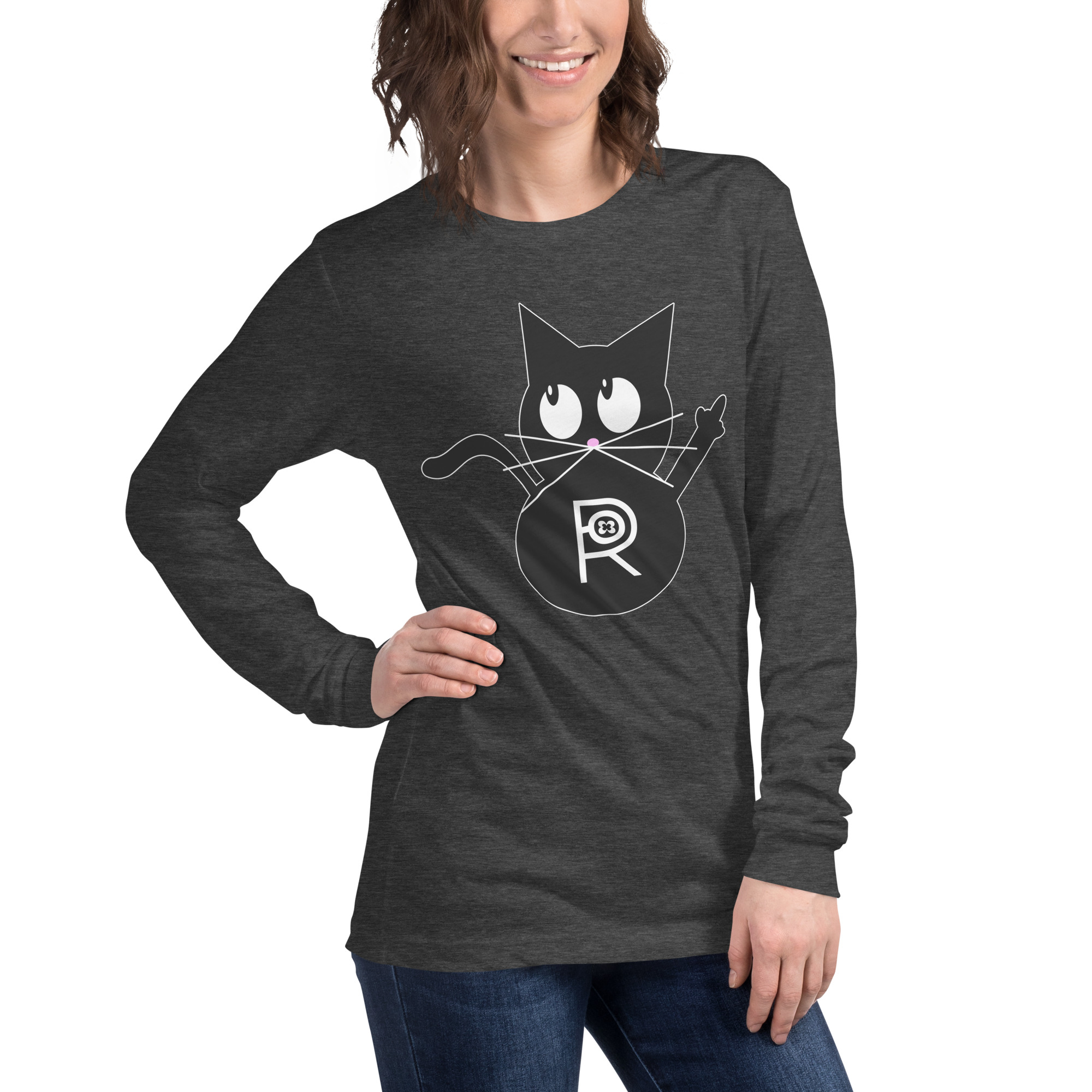 R - Resistance Kitty FU Dark Style Unisex Long Sleeve Tee - Image 5