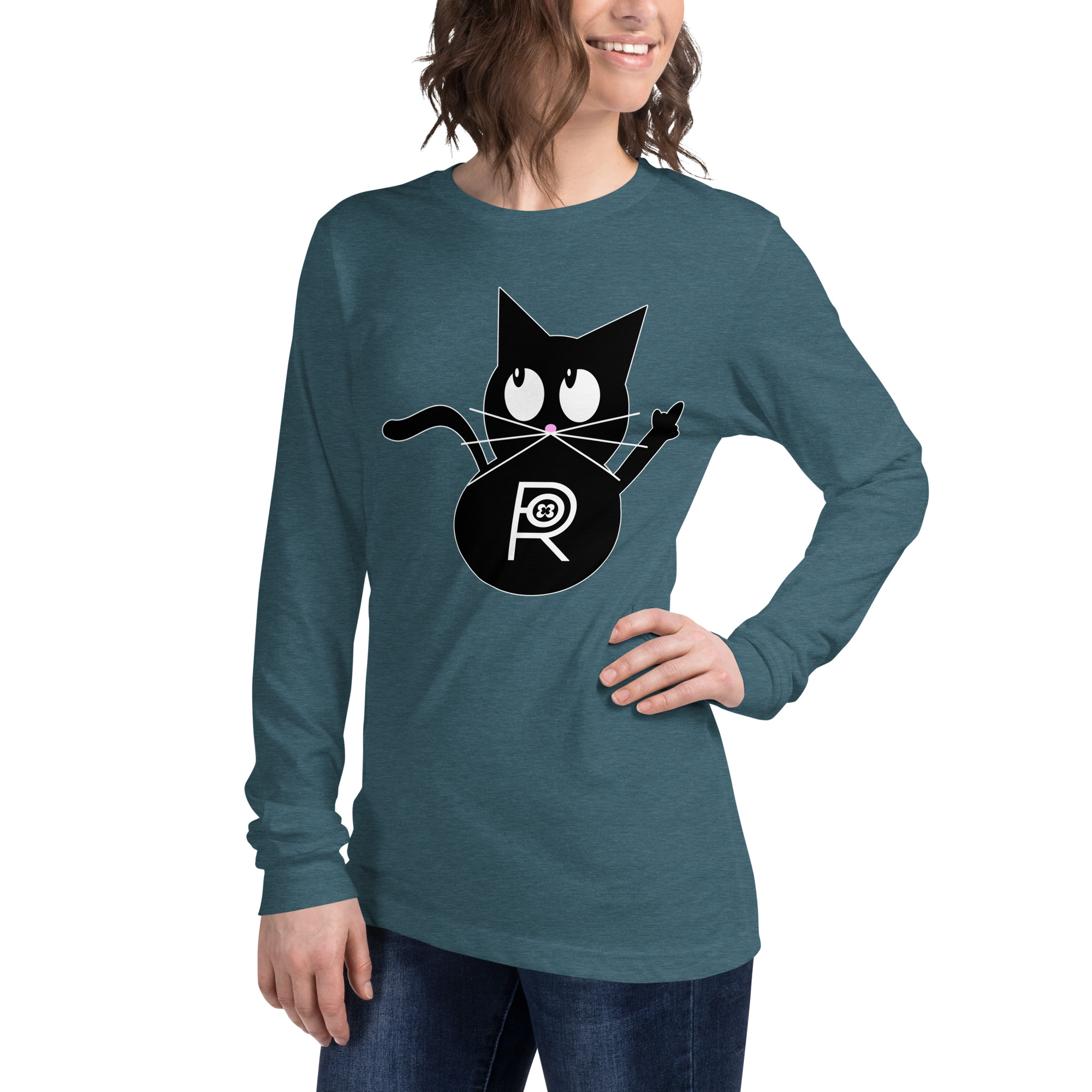 R - Resistance Kitty FU Dark Style Unisex Long Sleeve Tee - Image 3