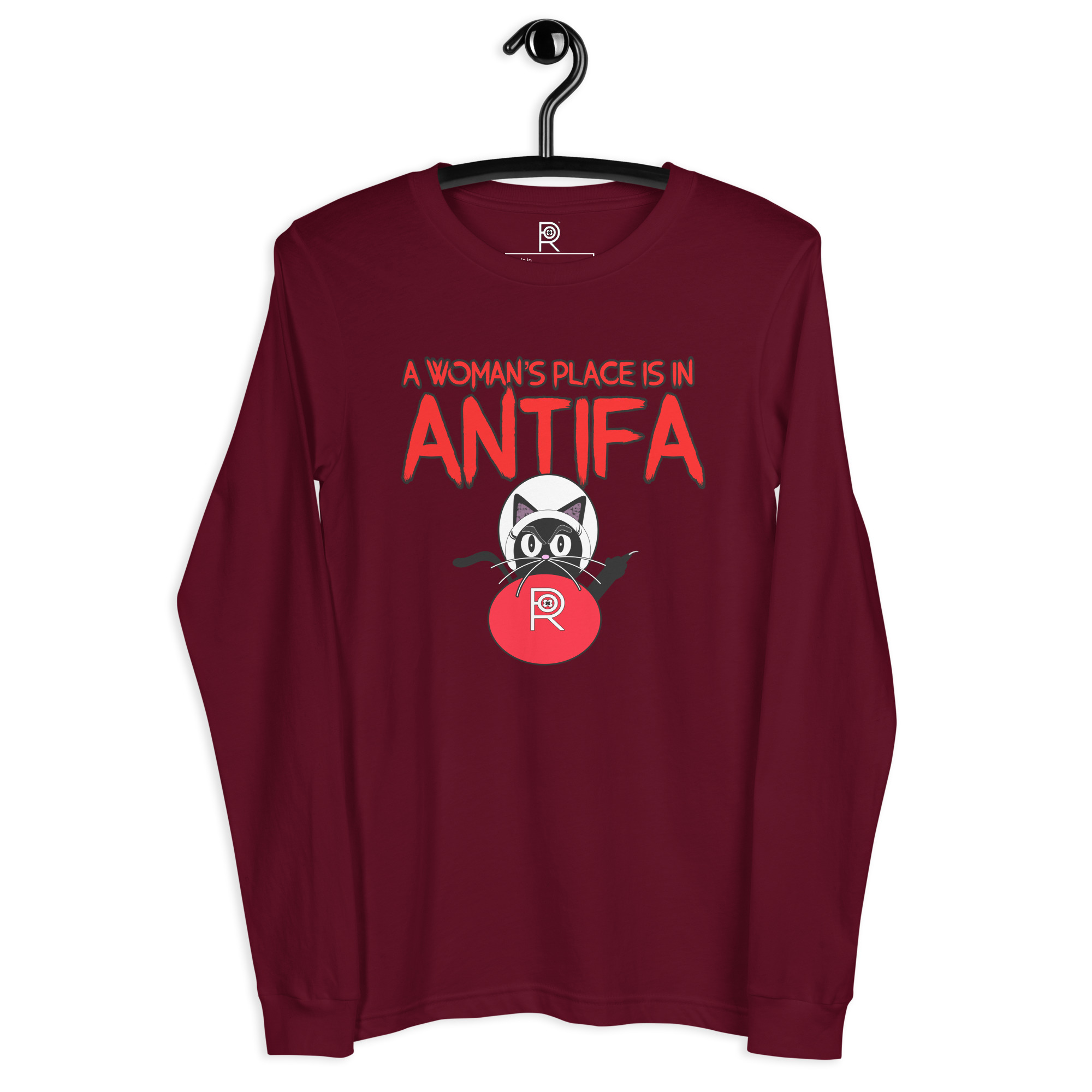 R - A Woman's Place Is In Antifa Dark Style Unisex Long Sleeve Tee - Image 8