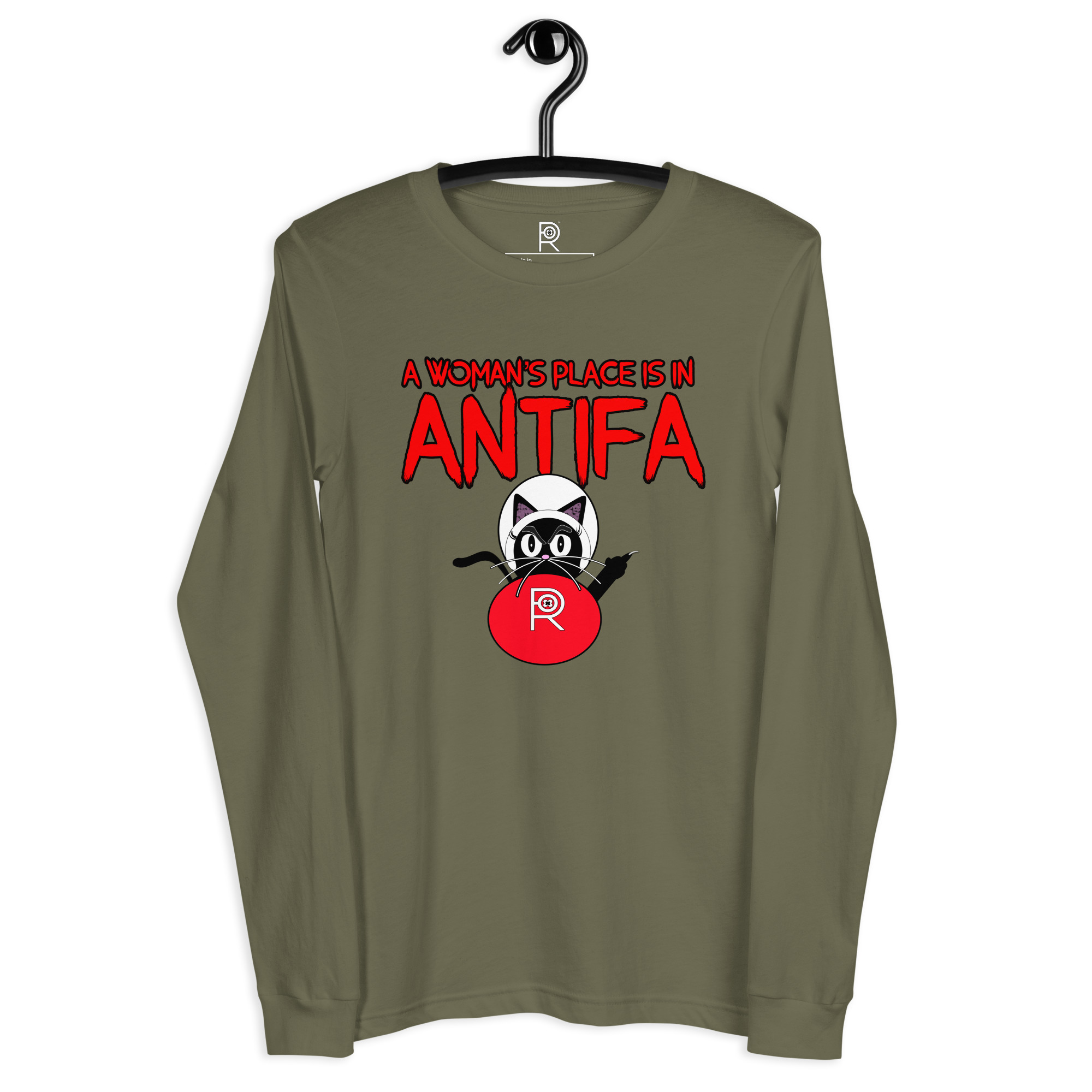 R - A Woman's Place Is In Antifa Dark Style Unisex Long Sleeve Tee - Image 14